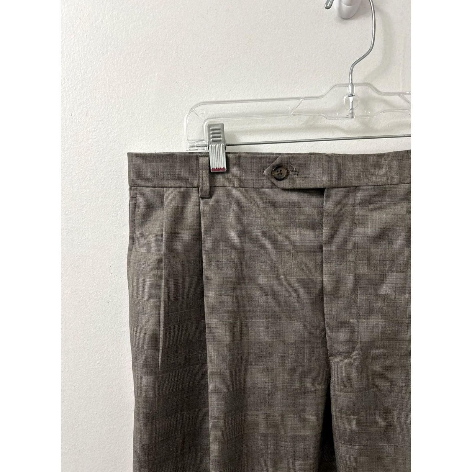 Brooks Brothers Brooks Brothers 346 Pants Mens 36x29 Brown Plaid 100% Wool YKK Cuffed Pleated Dress Pants Mens Regular Brown Plaid Wool Blend Classic Madison Fit Size US 36 / EU 52 - 4 Thumbnail