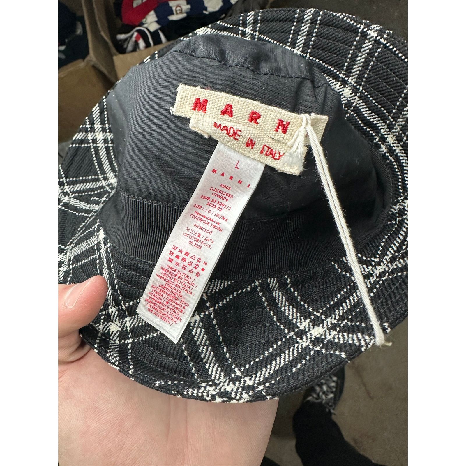 Marni Marni Check Wool Flannel Bucket Hat Black Large New Size ONE SIZE - 5 Thumbnail