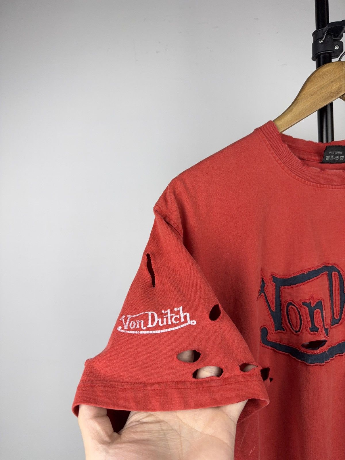 Von Dutch Von Dutch Faded Distressed Logo T Shirt Y2K Biker Grunge XL Size US XL / EU 56 / 4 - 4 Thumbnail