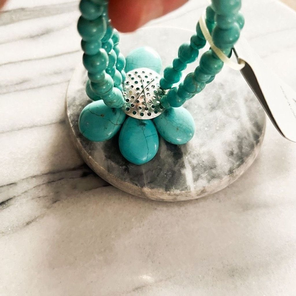 Jewelry Desiree Genuine Stone Dyed Turquoise Flower Bracelet Beaded Size ONE SIZE - 5 Thumbnail