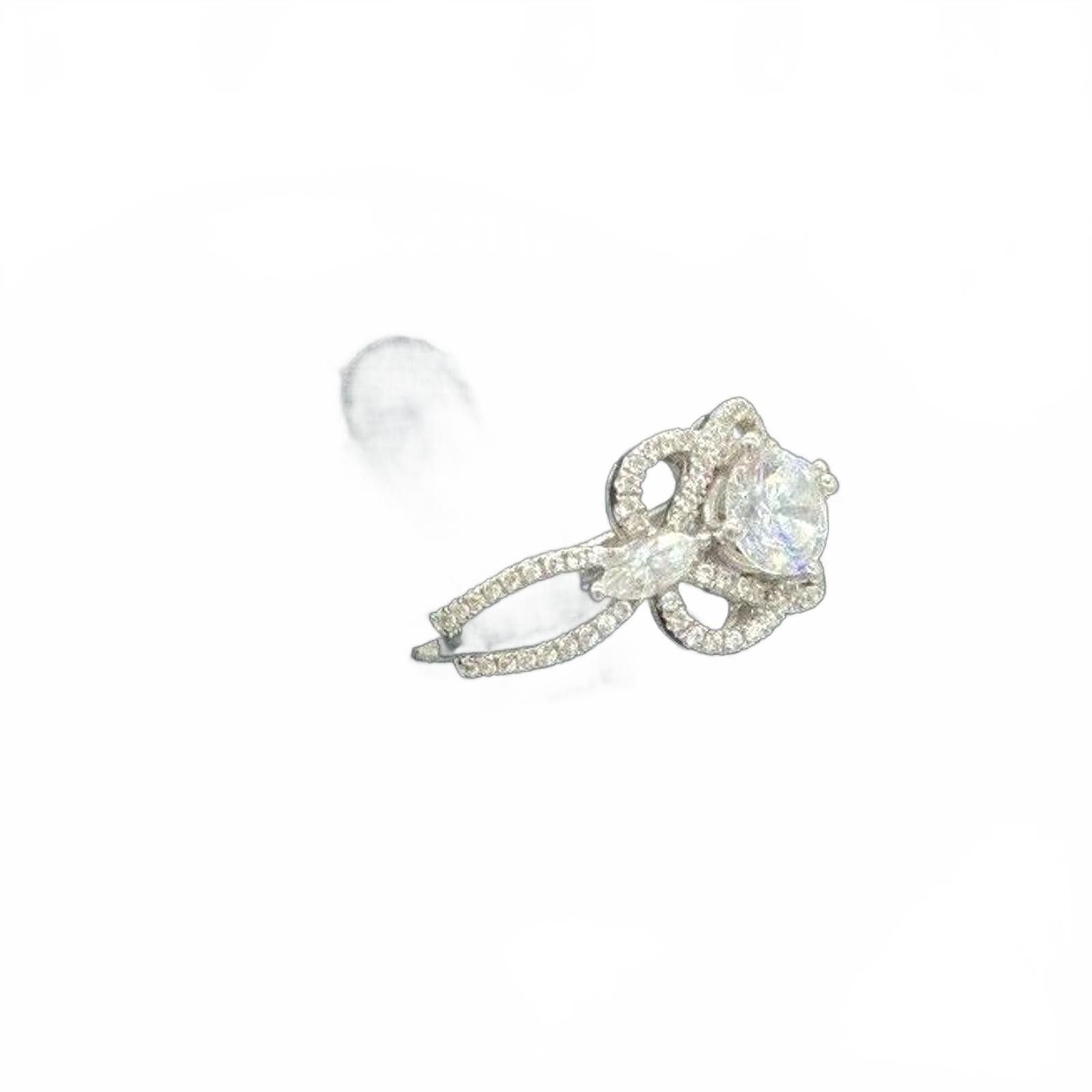 Other 14K White Gold Cubic Zirconia CZ Cocktail Statement Ring QCD Size ONE SIZE - 6 Thumbnail