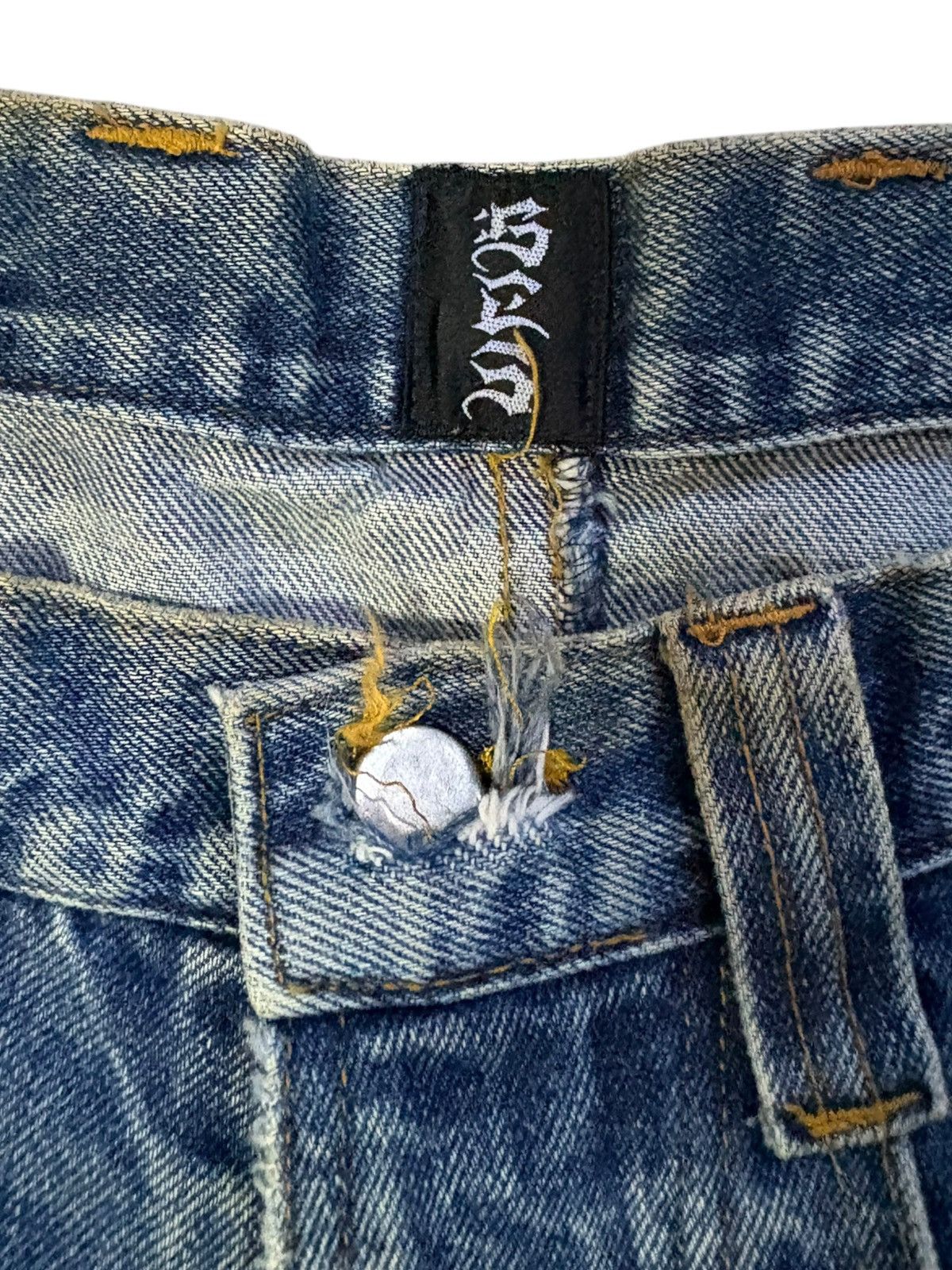 Japanese Brand × Tribal Streetwear Vintage Japanese Brand Mud Wash Ultra Wide Leg Baggy Jeans Size US 34 / EU 50 - 9 Thumbnail