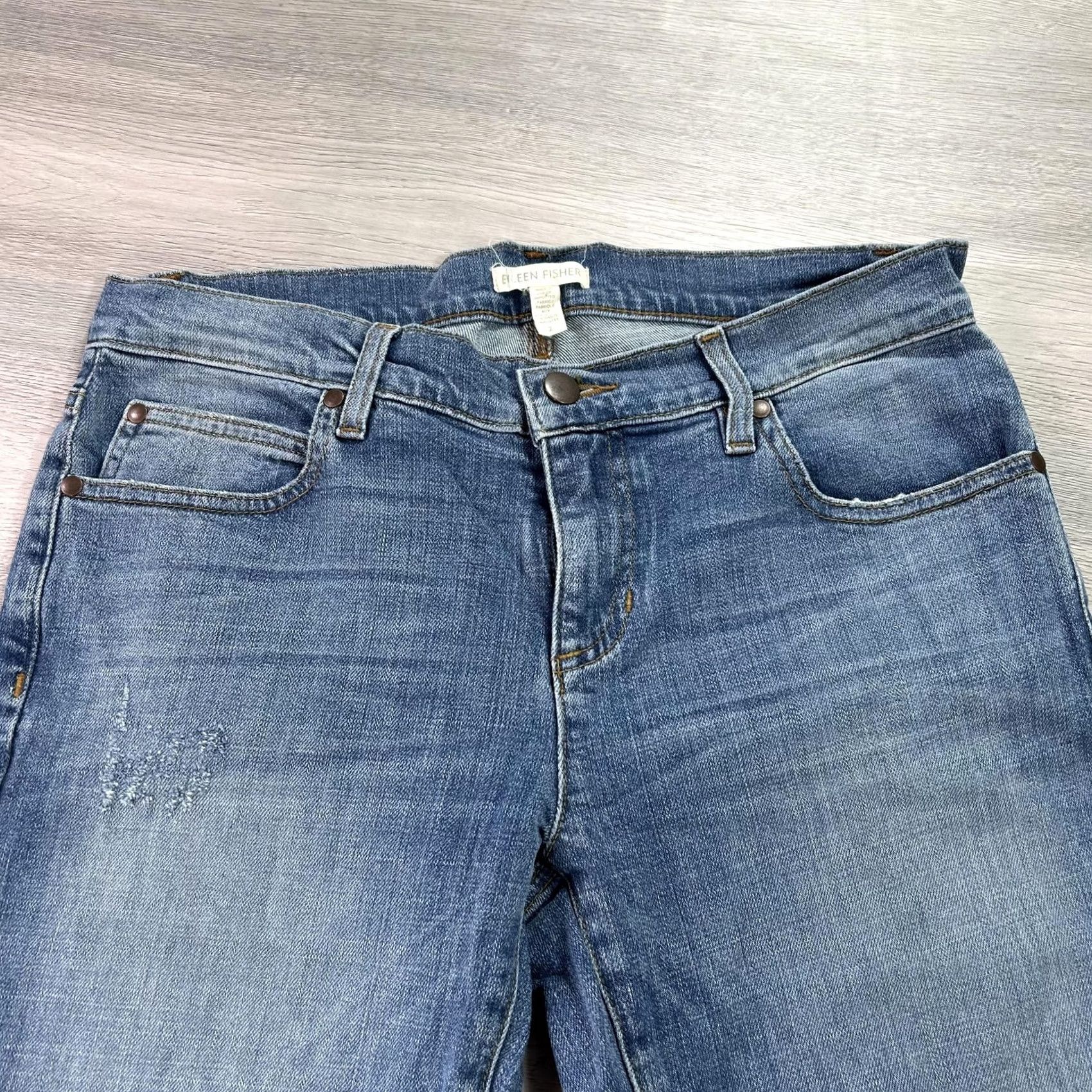 Eileen Fisher Eileen Fisher Jeans Womens 2 Blue Straight Leg Organic Cotton Stretch Denim Pants Size 26" / US 2 / IT 38 - 3 Thumbnail