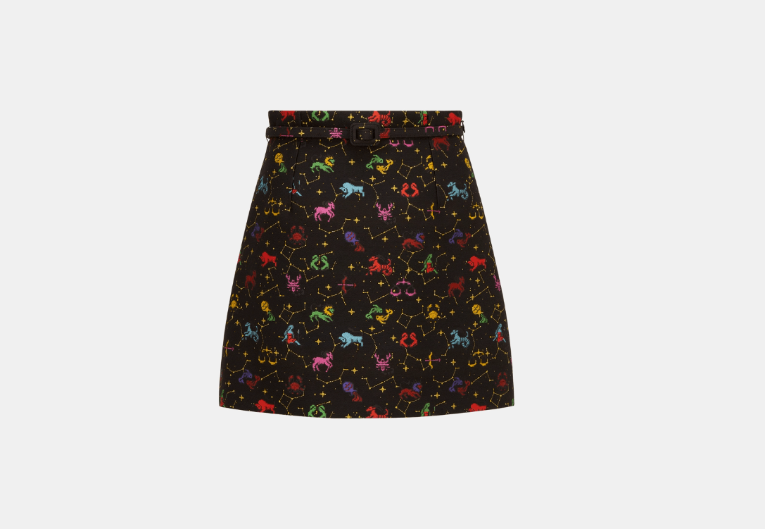 image of Dior O1W1Db10224 Belted Short Skirt In Black & Multicolor, Women's (Size 32)