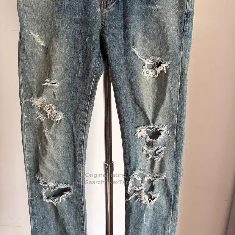 Saint Laurent Paris Saint Laurent Paris Ripped Destroyed Denim Jeans i Size US 27 - 2 Thumbnail