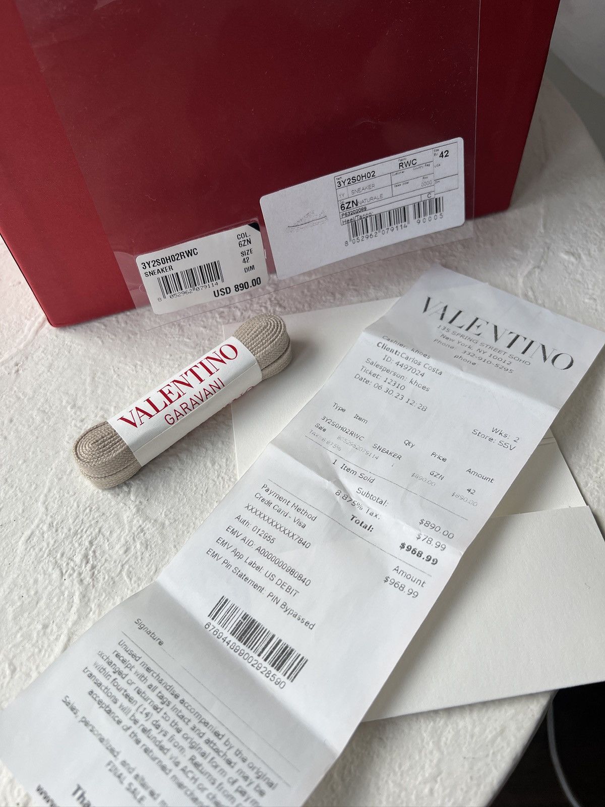 Valentino Canvas Sneakers with Signature "V" Pattern Size US 9 / EU 42 - 5 Thumbnail