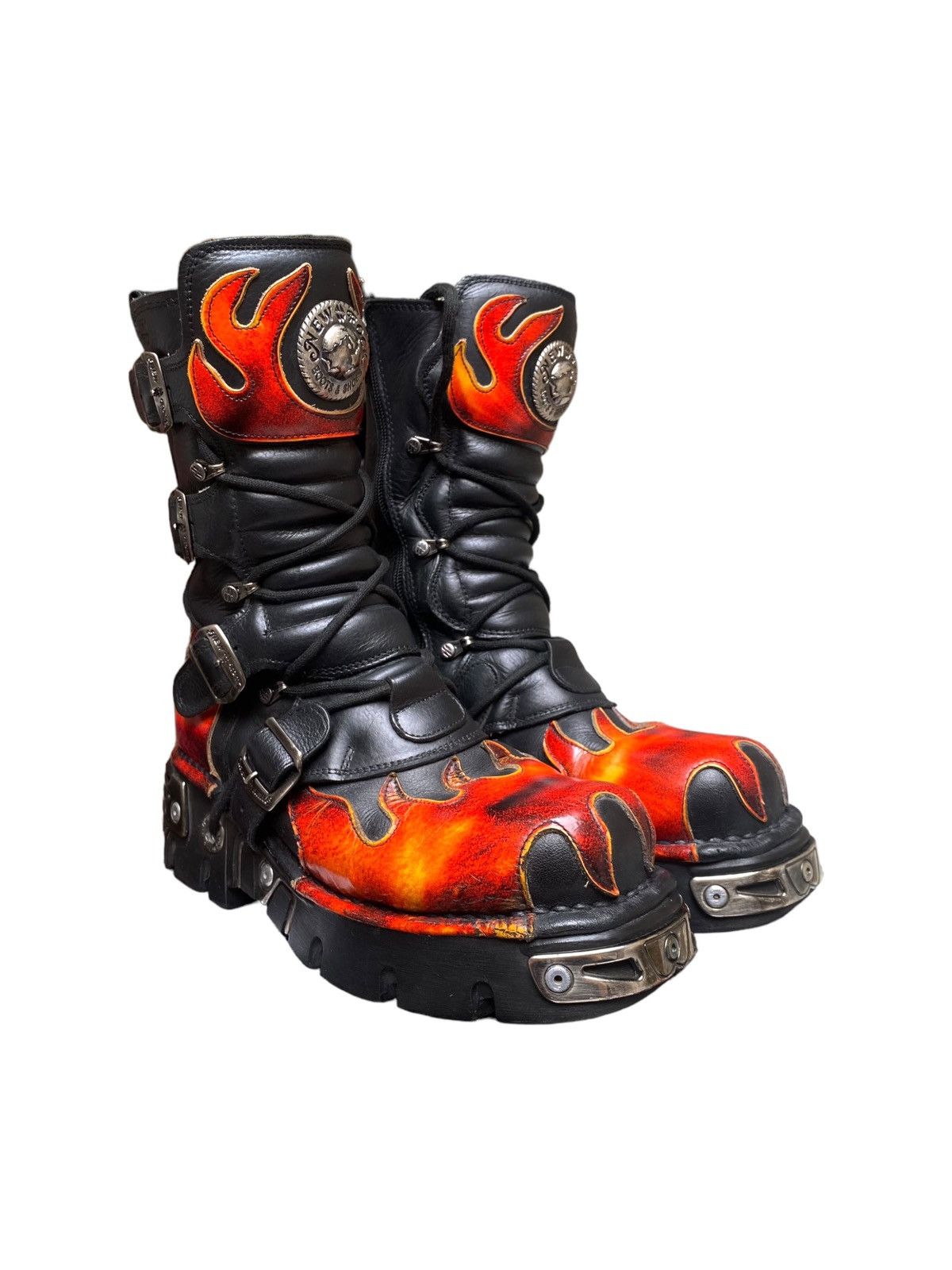 Vintage New Rock reactor flame boots Size 41 | Grailed