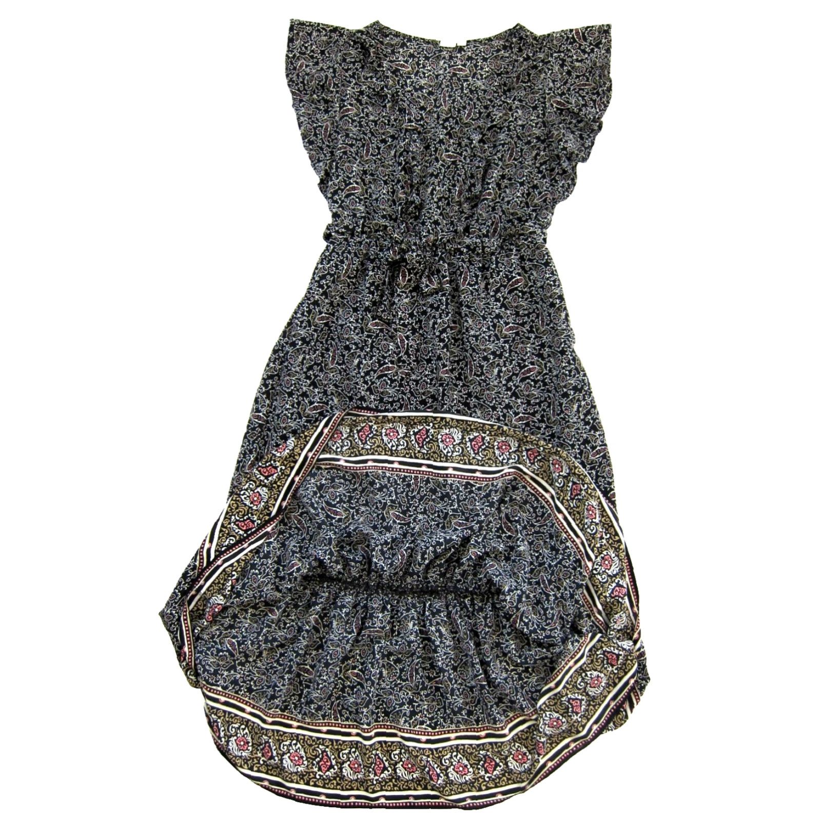 Gap GAP Black Pink Brown Floral Ruffle Cap Sleeve V-Neck Long Maxi Dress XS Size XS / US 0-2 / IT 36-38 - 5 Thumbnail