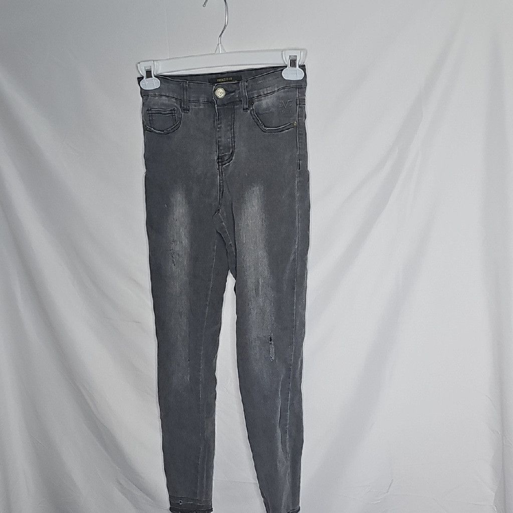 Versace Versace Gray Distressed Pull On Skinny Jeans Sz 27 Size 27" / US 4 / IT 40 - 1 Thumbnail