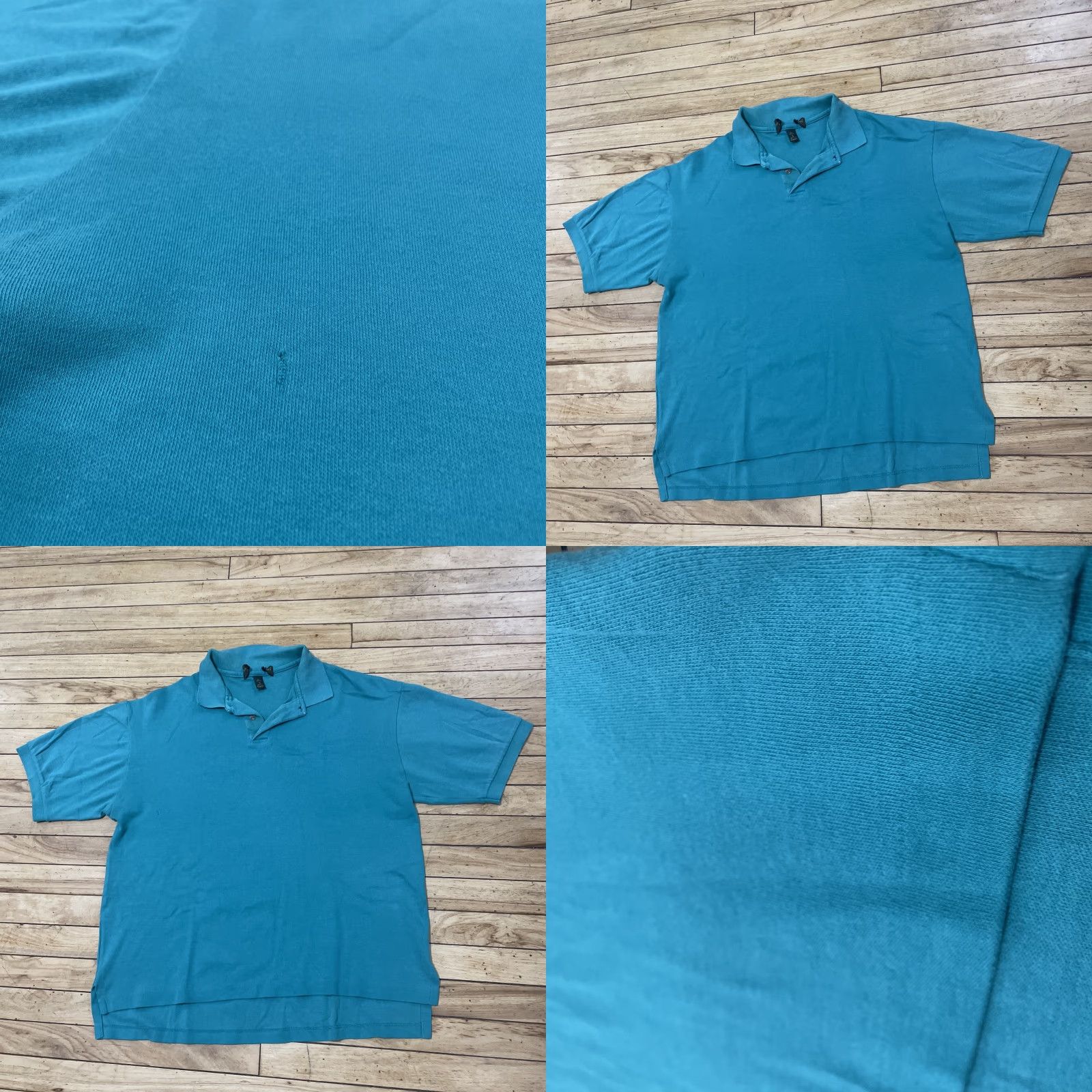 Vintage VINTAGE Polo Shirt Men XL Teal Blue Stretch Jersey Crop Single Stitch 90s USA Grunge Size US XL / EU 56 / 4 - 10 Thumbnail