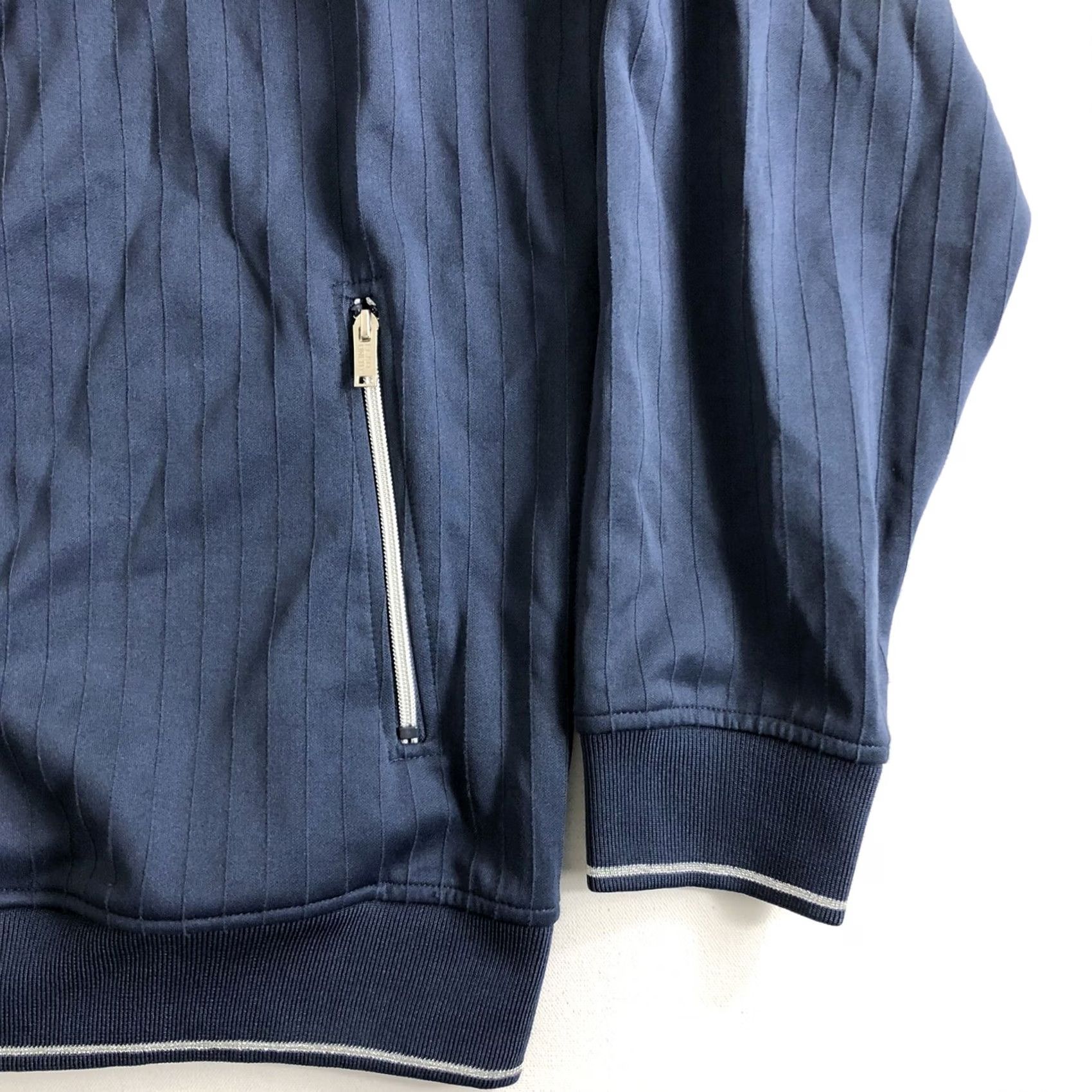 Ecko Unltd. Ecko Unltd. Cotton Blend Blue Sliver Full Zip Long Sleeve Club Jacket Y2K, Men, L, Blue, Full Zip, Sweater, Regular Fit, Pin Stripe, Metal Theme Size US L / EU 52-54 / 3 - 5 Thumbnail