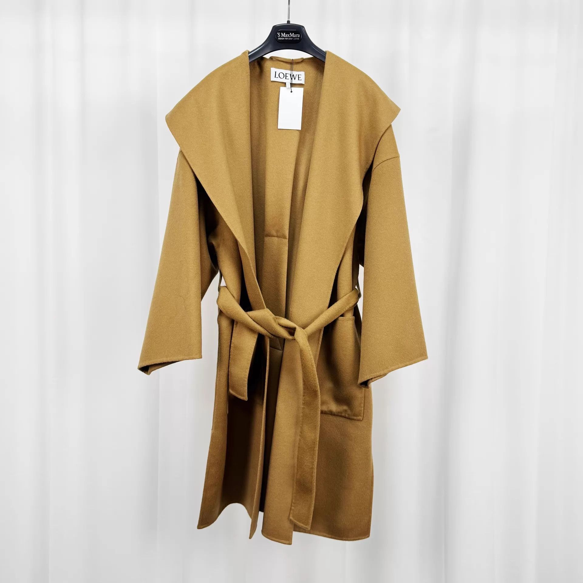 Loewe Loewe Camel Leather Logo Hooded Wool Coat XS Size XS / US 0-2 / IT 36-38 - 1 Thumbnail
