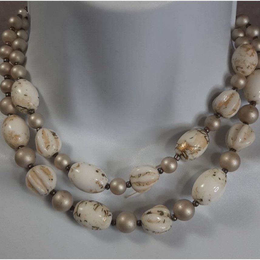 Other Vintage Boho Chic Double-Strand Neutral Tone Necklace Size ONE SIZE - 1 Thumbnail