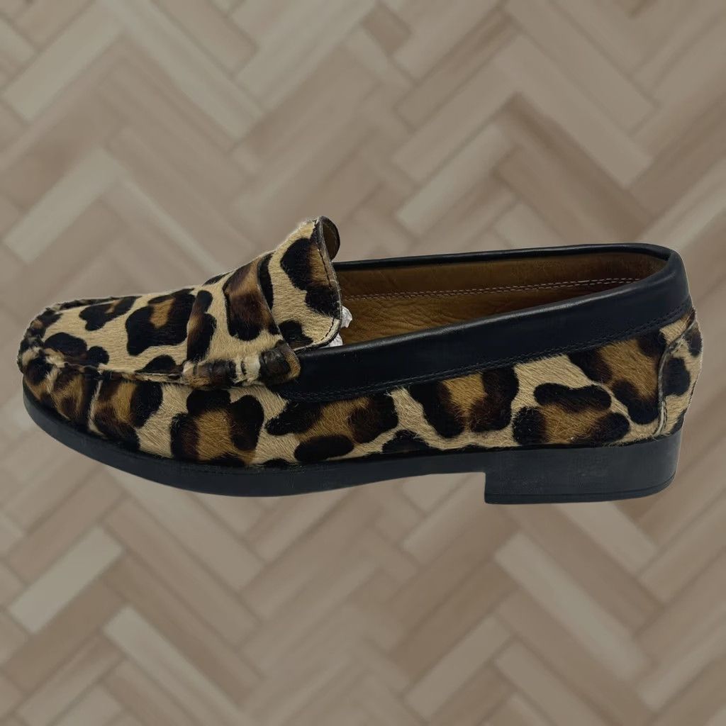 PONY Gilardini Firenze Loafers Women 8.5 Pony Hair Animal Print EU 40 Black Leather Slip On Flat Vintage No Size US 9 / IT 39 - 1 Thumbnail