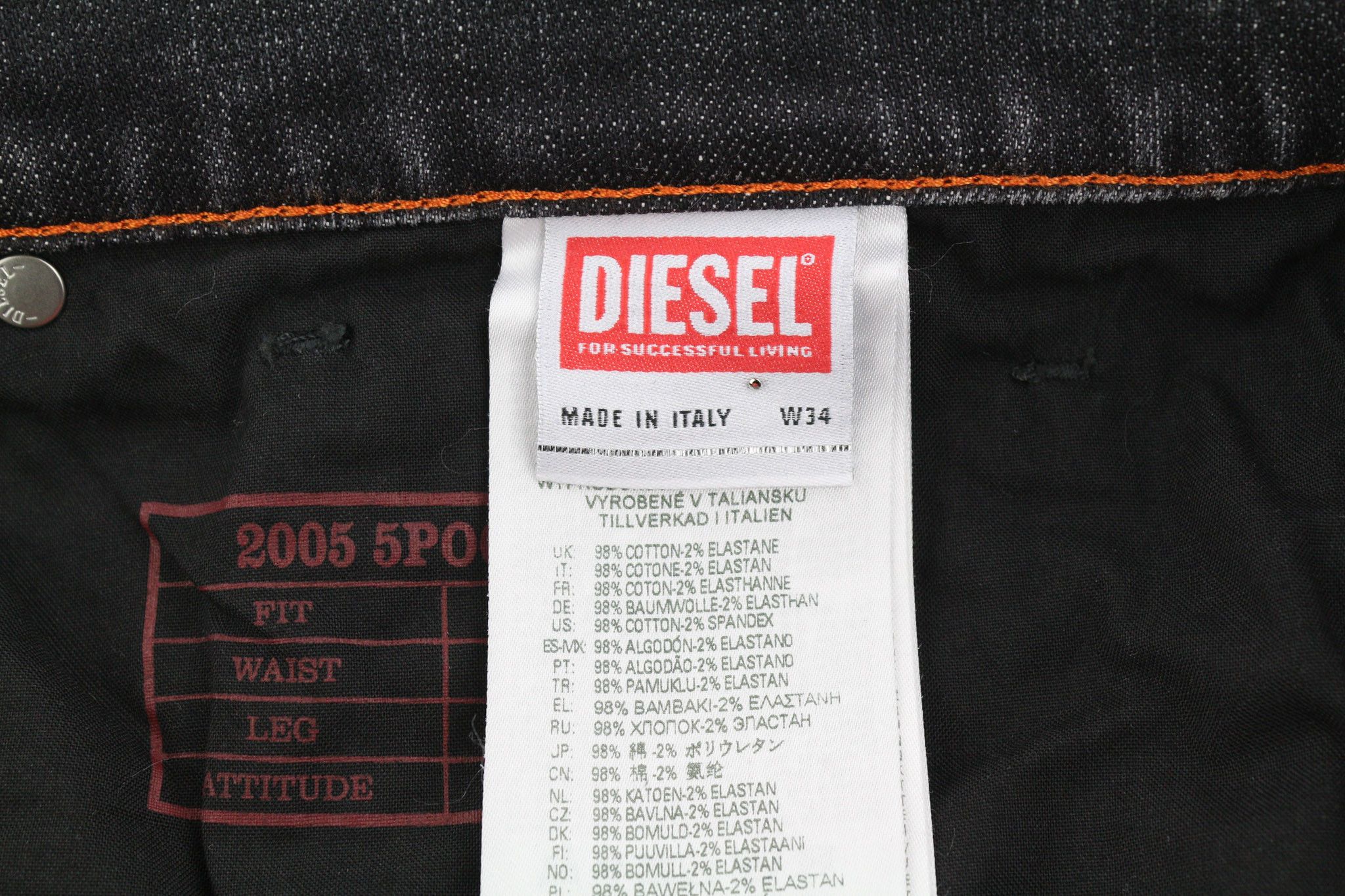 Diesel 2005 D-FINING 09C75 W34/L30 Tapered 40412 Size US 34 / EU 50 - 9 Thumbnail