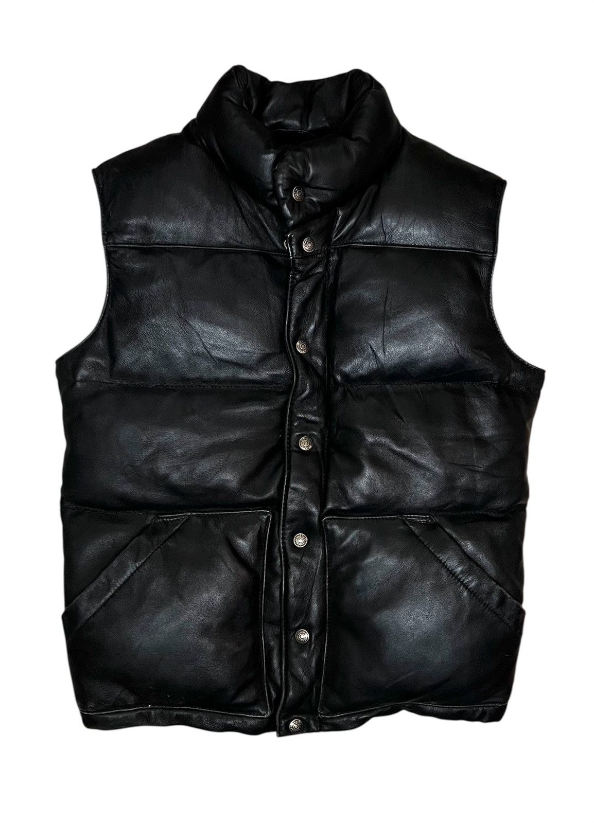 Vintage SCHOTT VEST LEATHER BUTTON ZIPPER Size US M / EU 48-50 / 2 - 2 Thumbnail