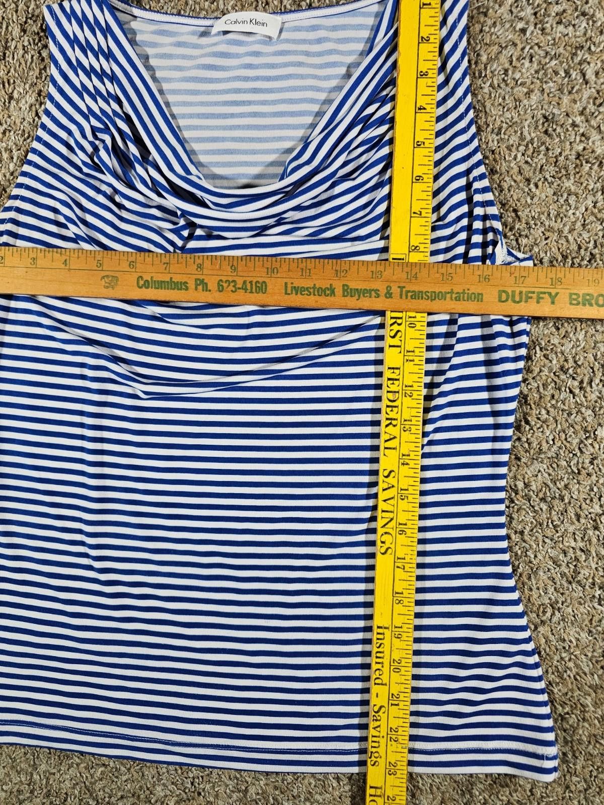 Other Calvin Klein Blue White Stripe Tank See Measurements Size M / US 6-8 / IT 42-44 - 3 Thumbnail