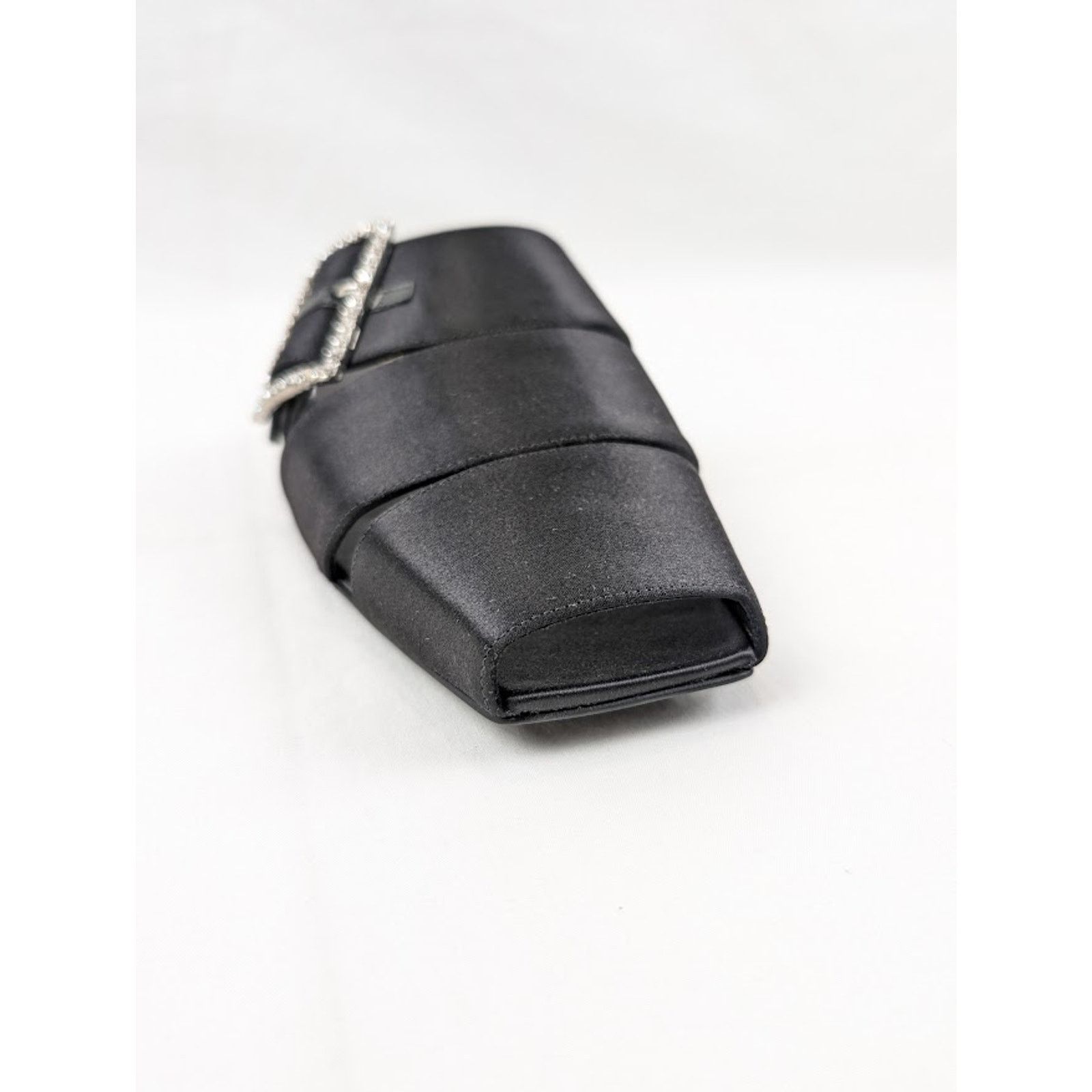 Saint Laurent Paris o1rshd1 Jacques Slide Strass Crepe Satin Sandal in Nero Size US 10.5 / EU 43-44 - 5 Thumbnail