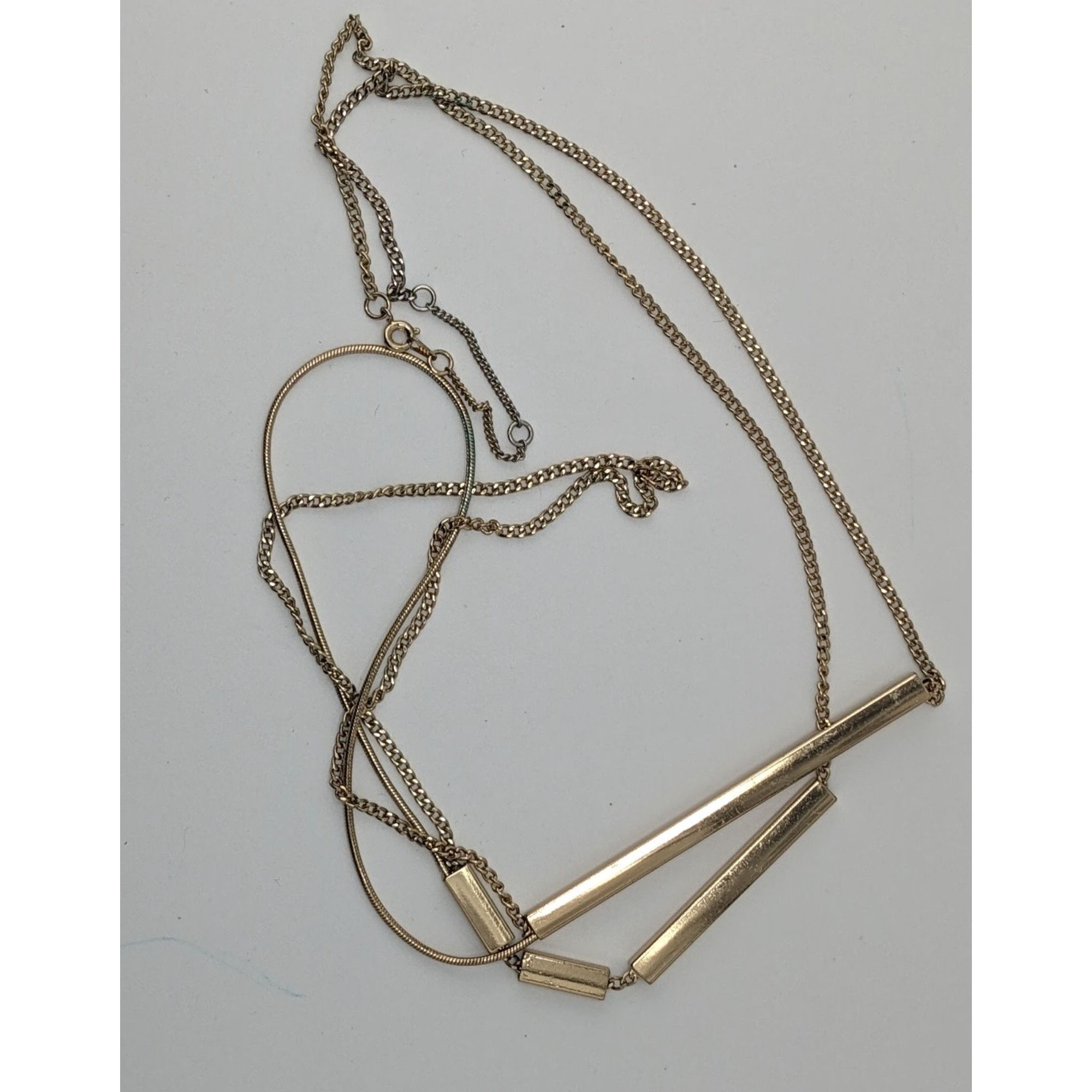 Other Gold-Tone Long Layered Chain Necklace With Bar Accents & 3-I Size ONE SIZE - 6 Thumbnail