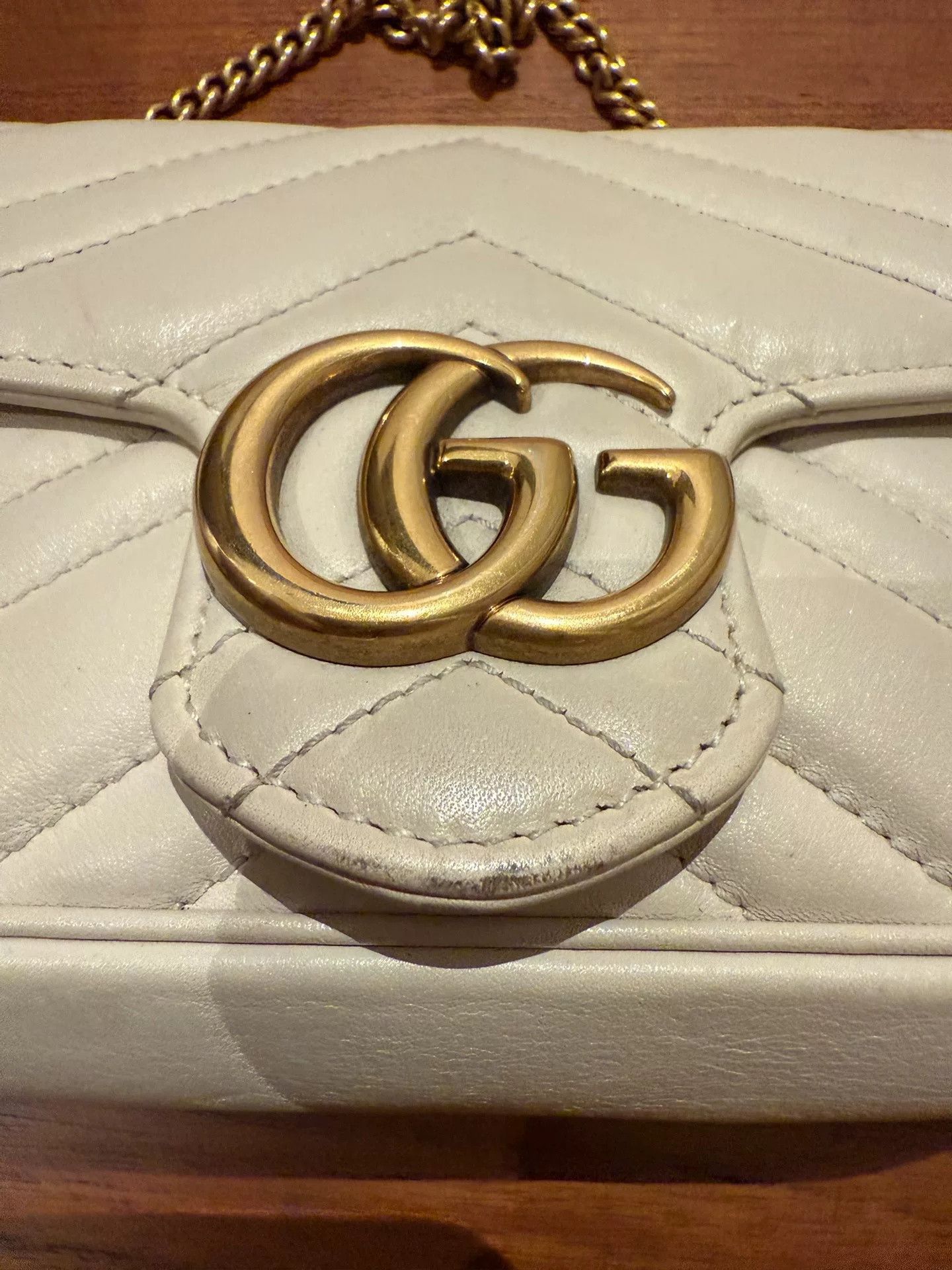Gucci Gucci Marmont Mini White Chain Bag Size ONE SIZE - 3 Thumbnail