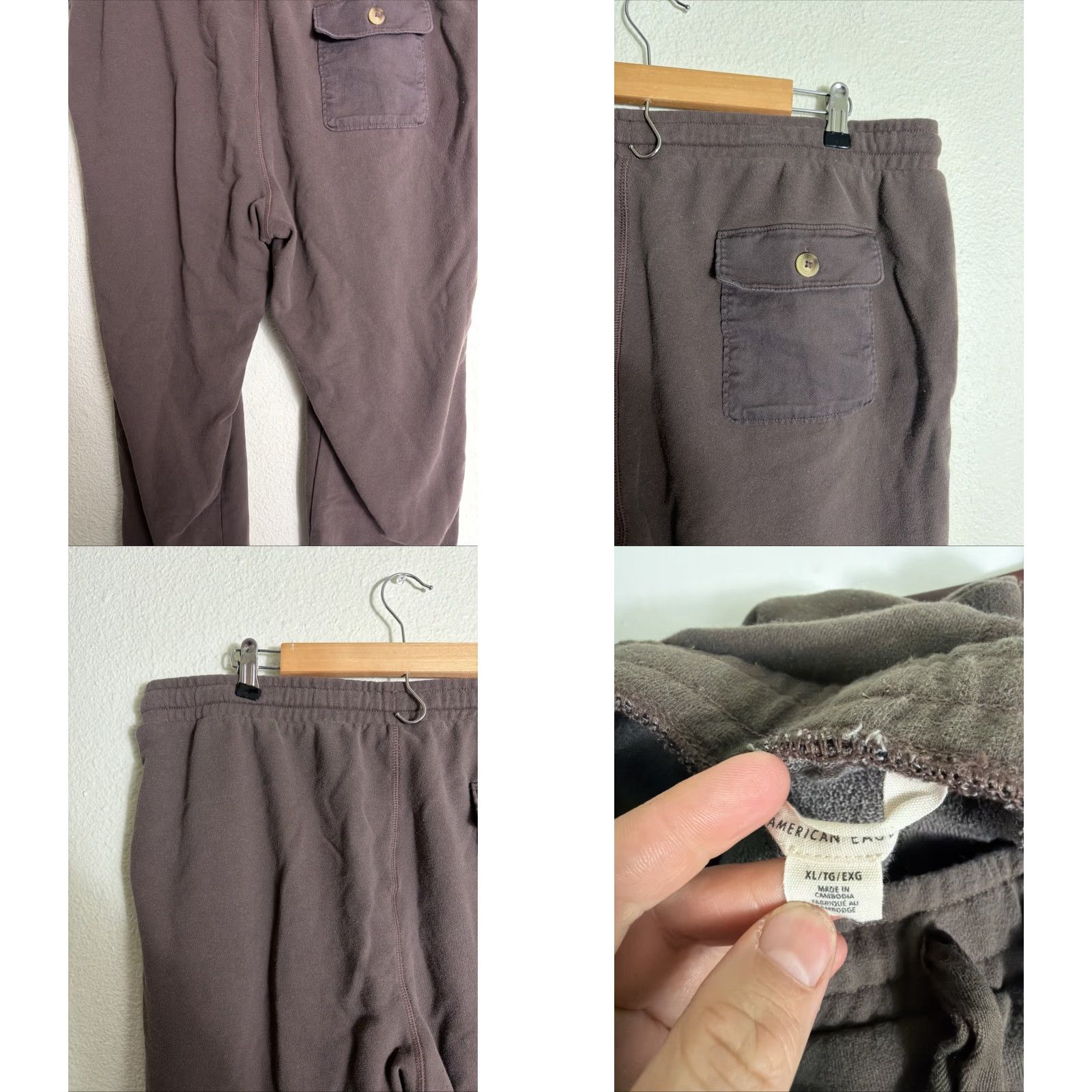American Eagle Outfitters American Eagle Sweatpants XL Brown Drawstring 38x27 Cotton Polyester Blend Activewear Pants Mens Size US 36 / EU 52 - 8 Thumbnail