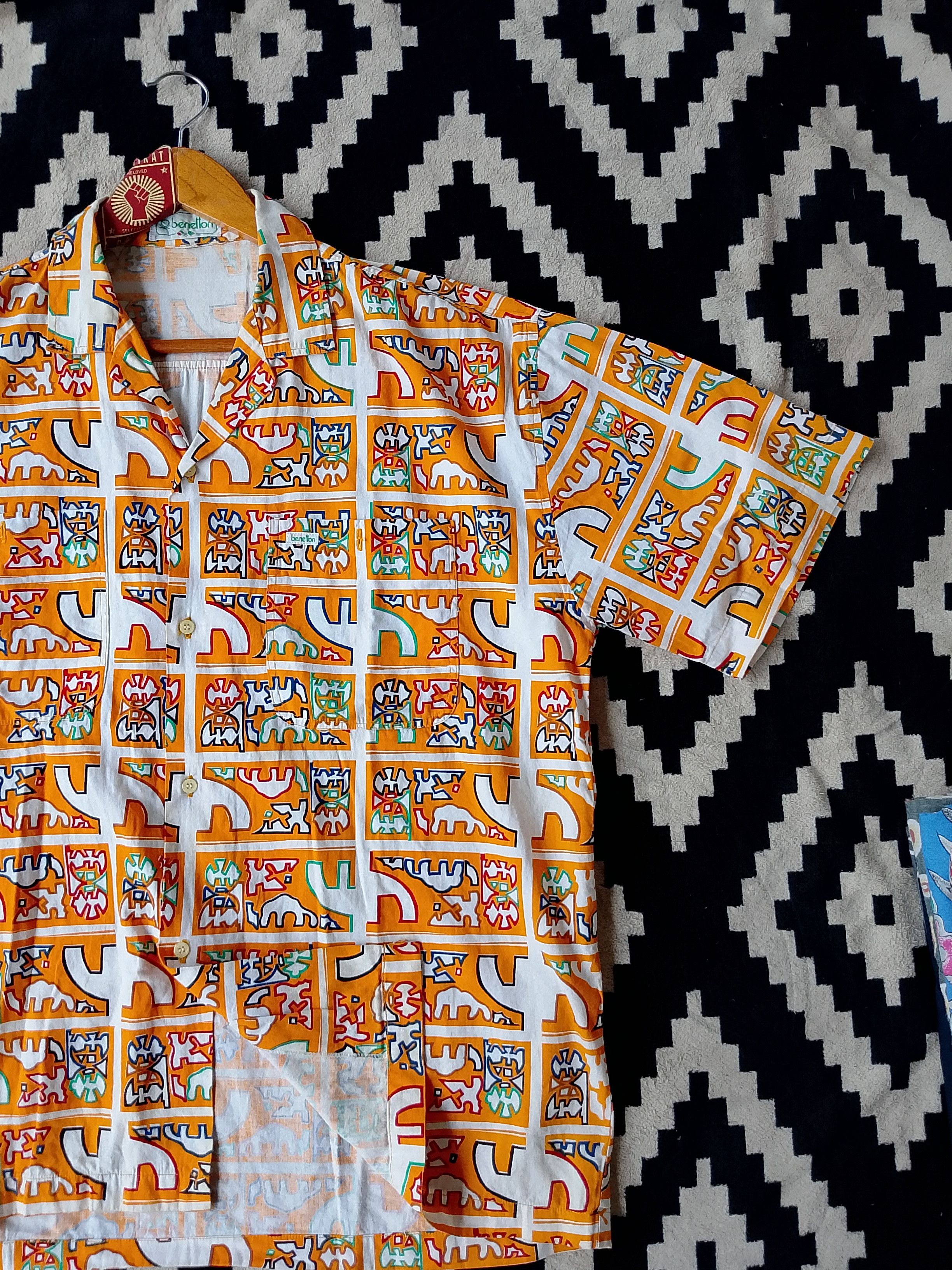 Benetton Vintage Benetton Abstract Pattern Long Sleeve Shirt Size US L / EU 52-54 / 3 - 5 Thumbnail
