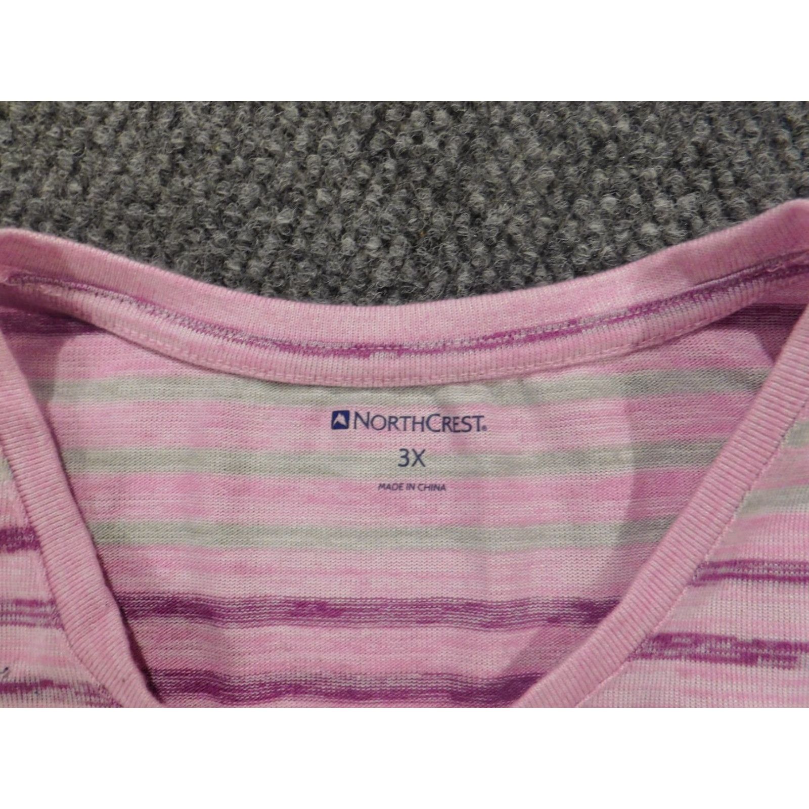 Vintage Northcrest Blouse 3X Purple Striped Sleeveless Crew Neck Pullover Casual Plus Size Women Satin Polyester Rayon Stretch Button Classic Vintage: No Size XXL / US 16-18 / IT 52-54 - 5 Thumbnail