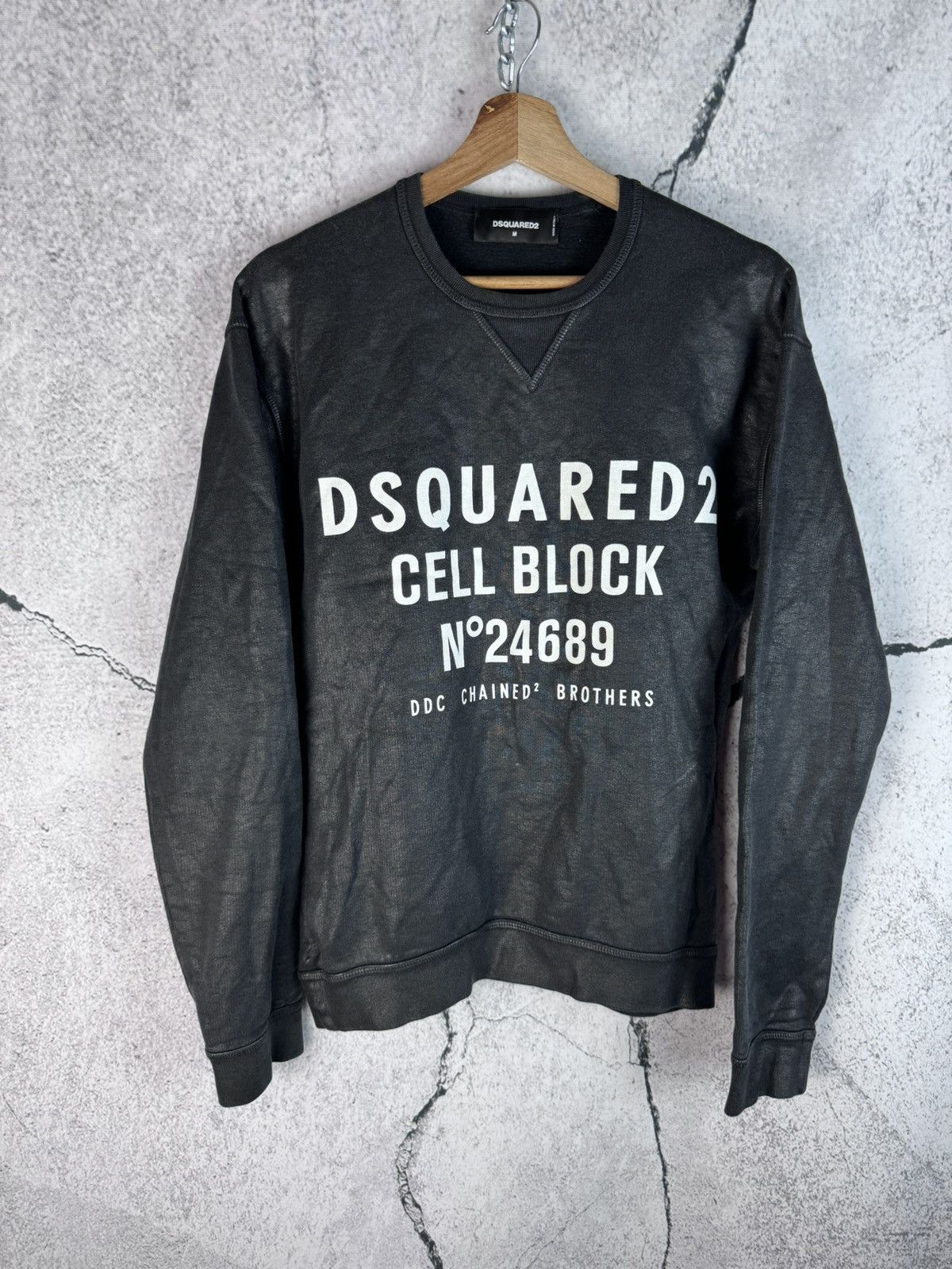 Dsquared2 DSQUARED2 Black Waxed Cell Block Sweatshirt Size US M / EU 48-50 / 2 - 1 Thumbnail