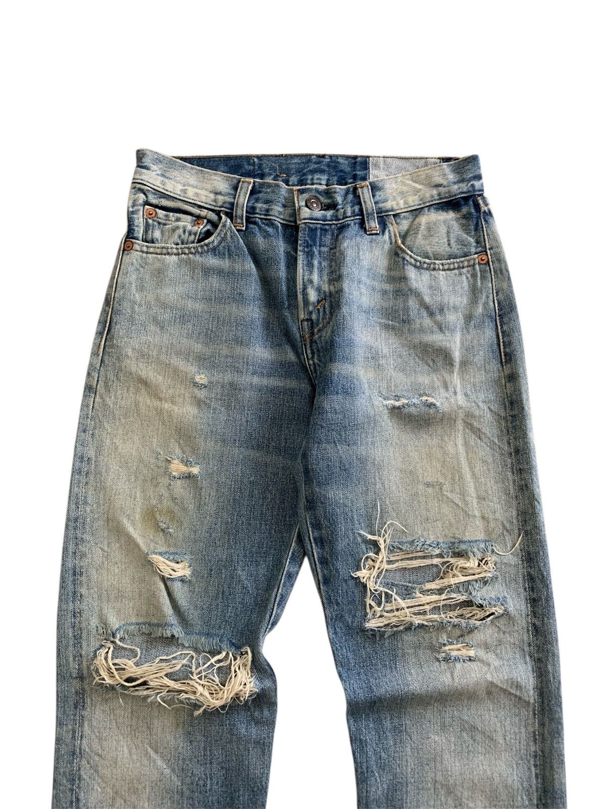 Levi's Vintage Clothing Levi’s 505 E Redline Selvedge Distressed Faded Jeans Size US 27 - 3 Thumbnail