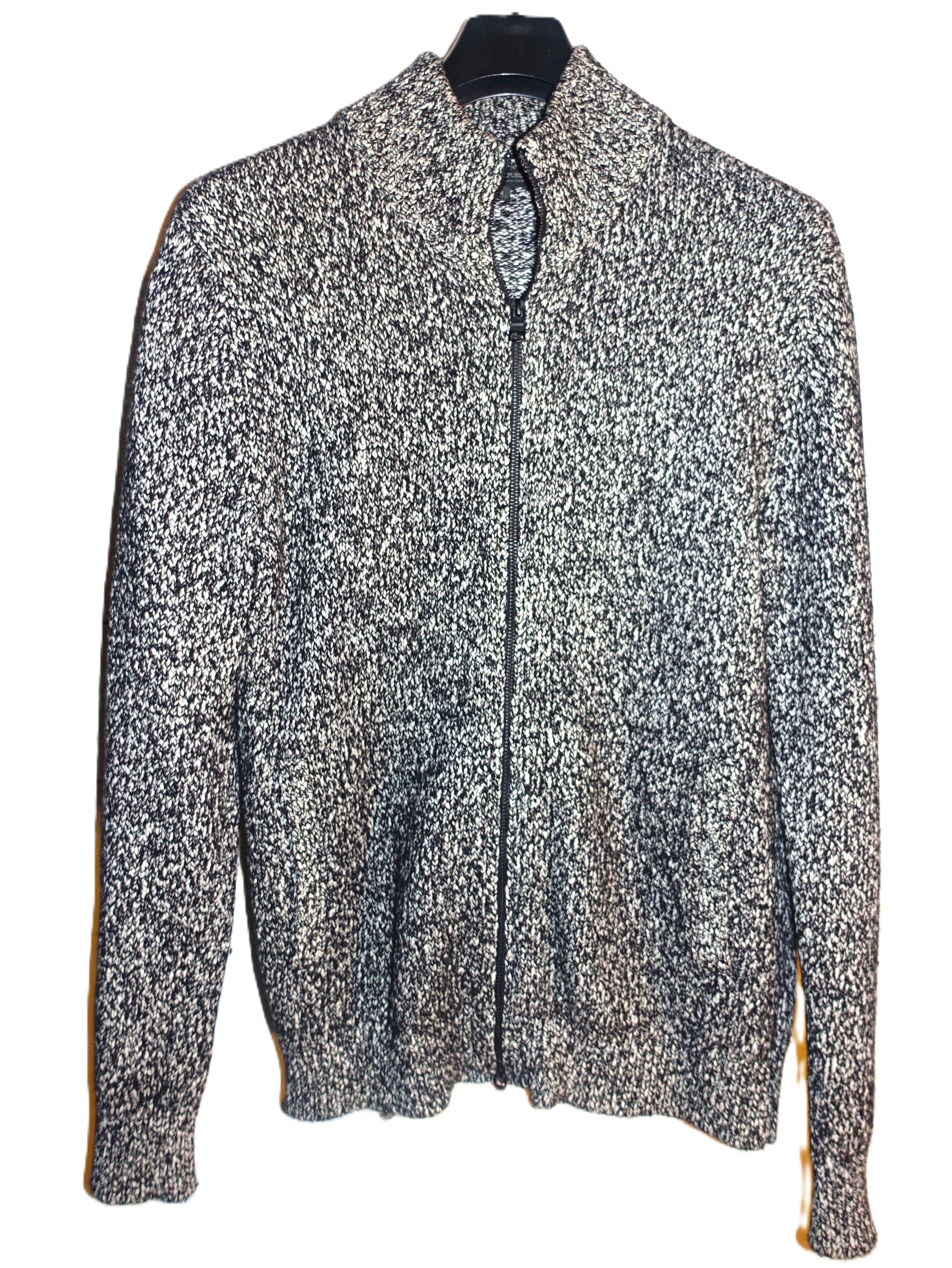 Banana Republic Banana Republic Black White Wool Zip Up Sweater M Size US M / EU 48-50 / 2 - 1 Thumbnail