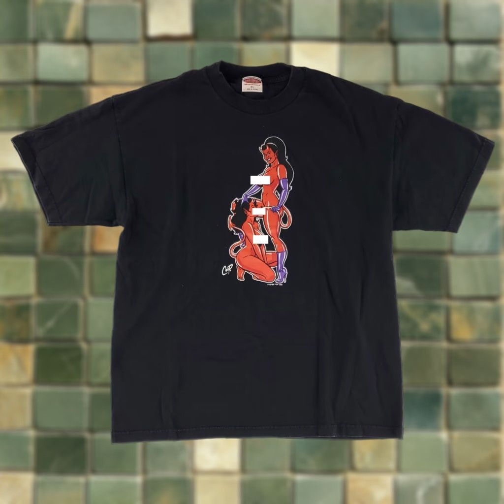Vintage VINTAGE Poster Pop T Shirt 90s Sexy Devil Made USA Black XL Mens Size US XL / EU 56 / 4 - 1 Thumbnail
