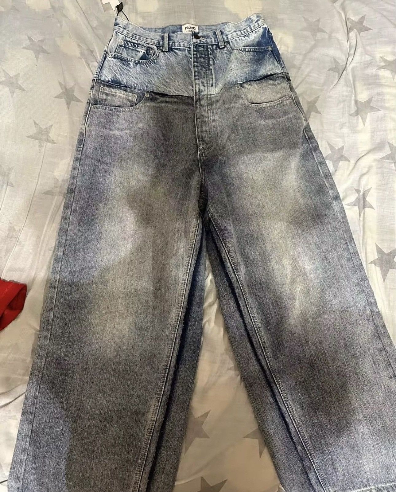 Vintage Double-layer Waist Patchwork Baggy Jeans Size US 32 / EU 48 - 9 Thumbnail