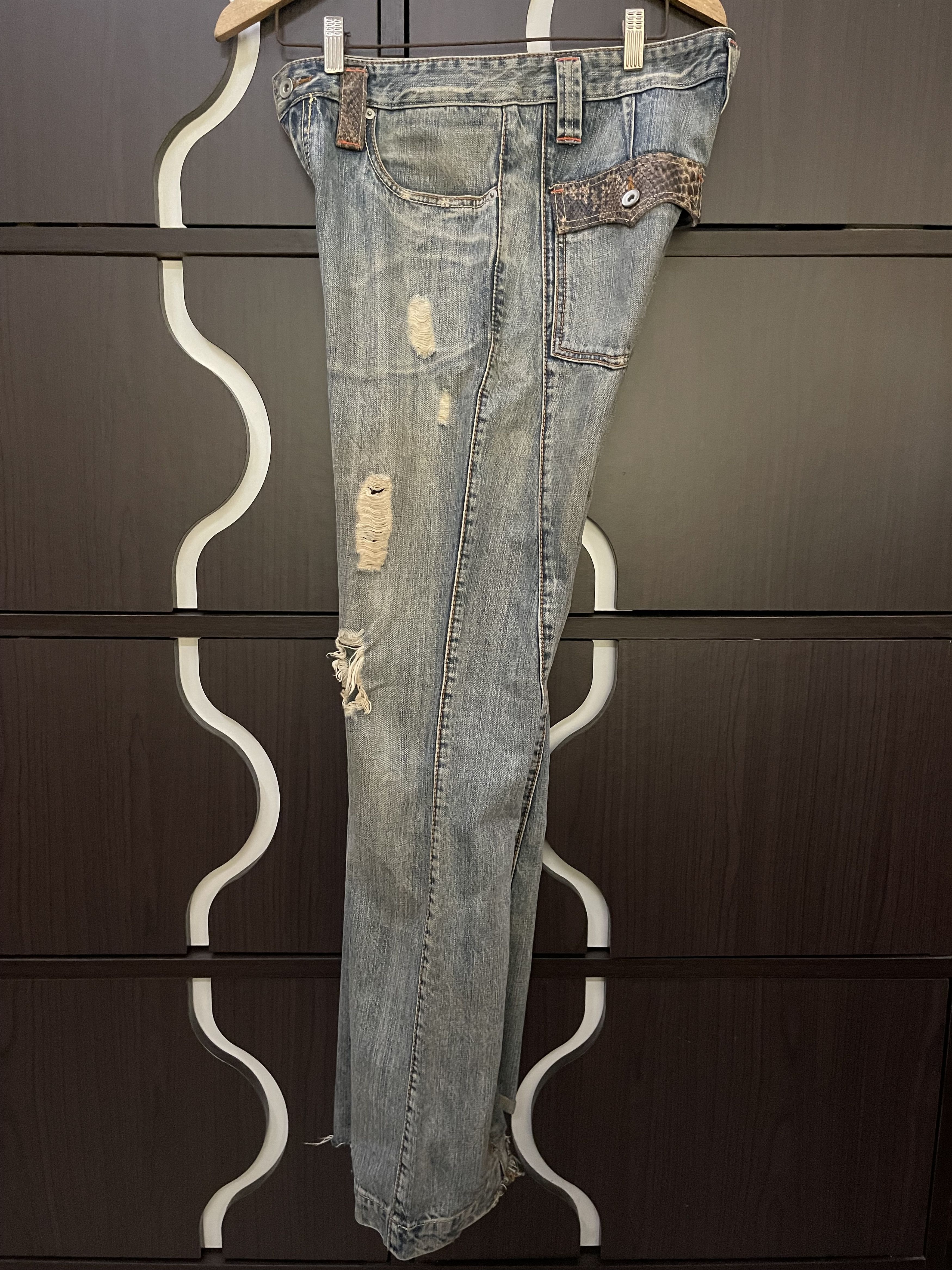 Hysteric Glamour × If Six Was Nine × Le Grande Bleu (L.G.B.) Takaiq.com Phyton Snake Skin Distressed Flared Jeans Size US 32 / EU 48 - 22 Thumbnail