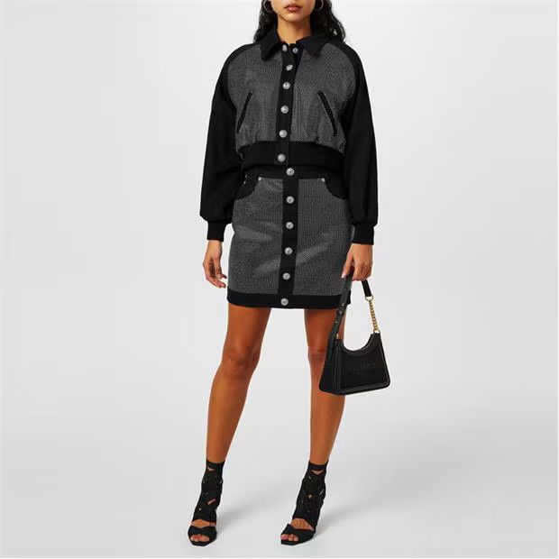 Balmain o1g2r1mq0924 Mini Skirt in Black & Grey Size 31" - 5 Thumbnail