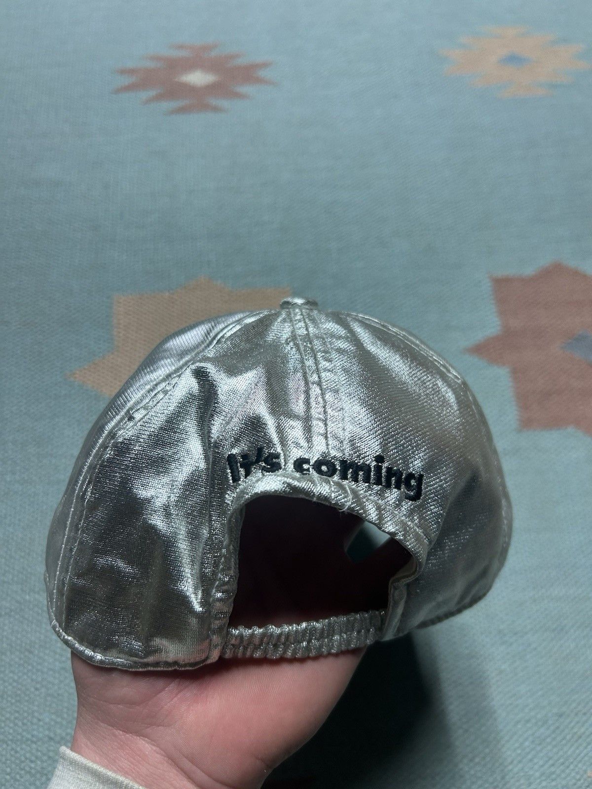 Vintage Vtg baseball hat millennium 2000 metallic silv nylon stretch Size ONE SIZE - 5 Thumbnail