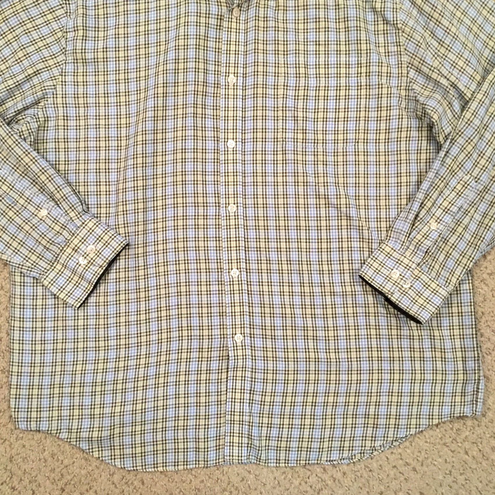 Van Heusen Van Heusen Shirt Mens XL Green Blue Plaid Long Sleeve Button-Up Size US XL / EU 56 / 4 - 4 Thumbnail