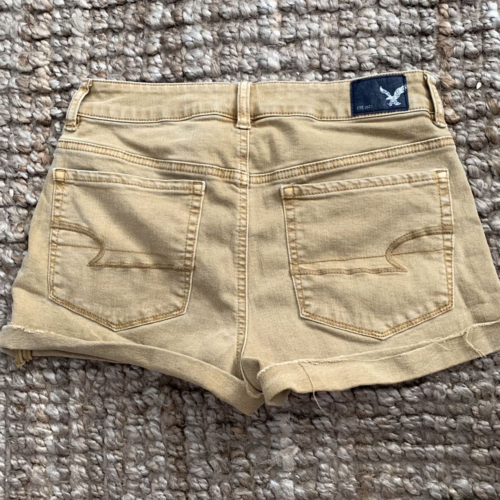 American Eagle Outfitters American Eagle Hi Rise Shortie Womens 6 Gold Denim Cut Offs Super Stretch Size 28" / US 6 / IT 42 - 3 Thumbnail
