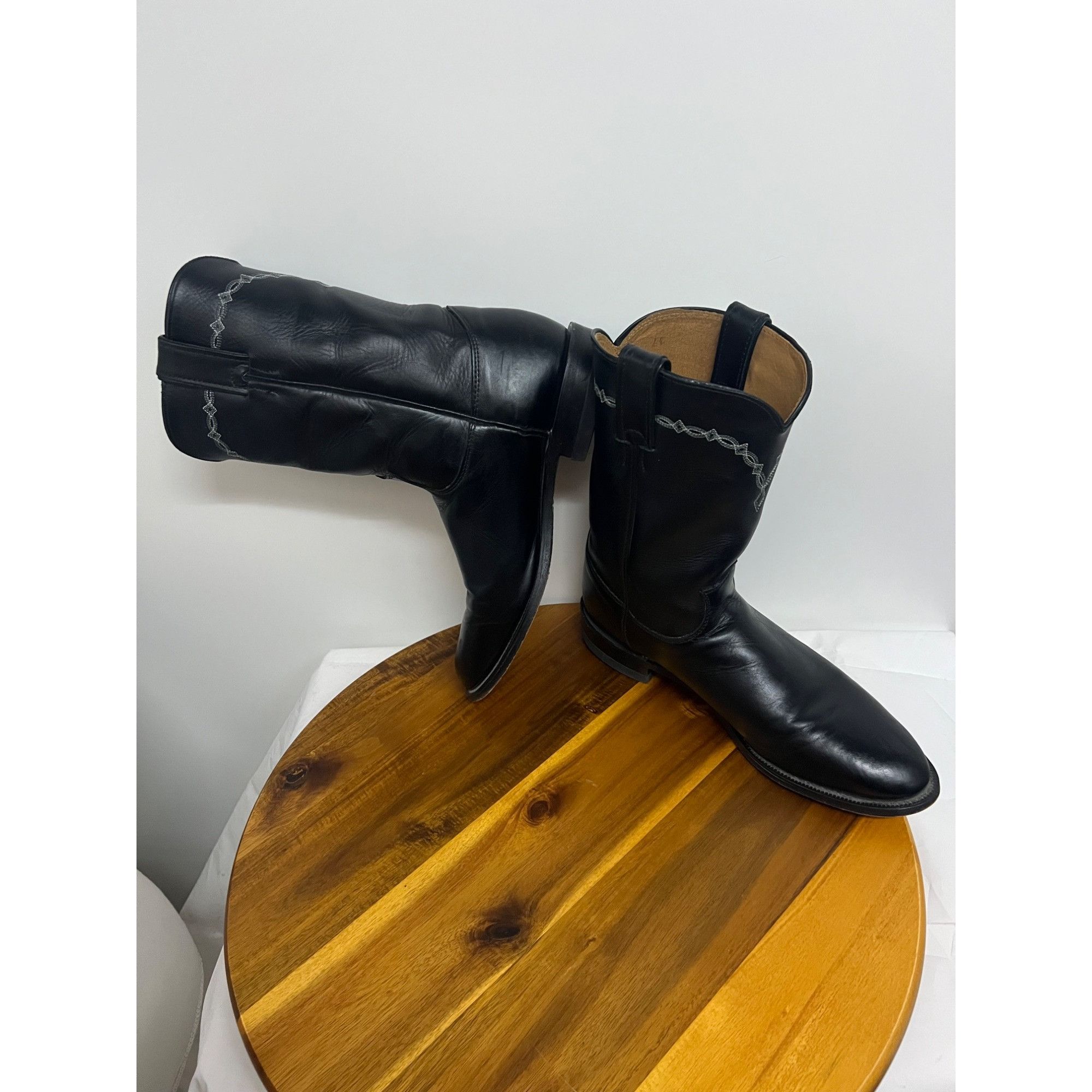 Justin Justin Brock Roper Mens Western Cowboy Boots US 9.5 Black Le Size US 9.5 / EU 42-43 - 6 Thumbnail