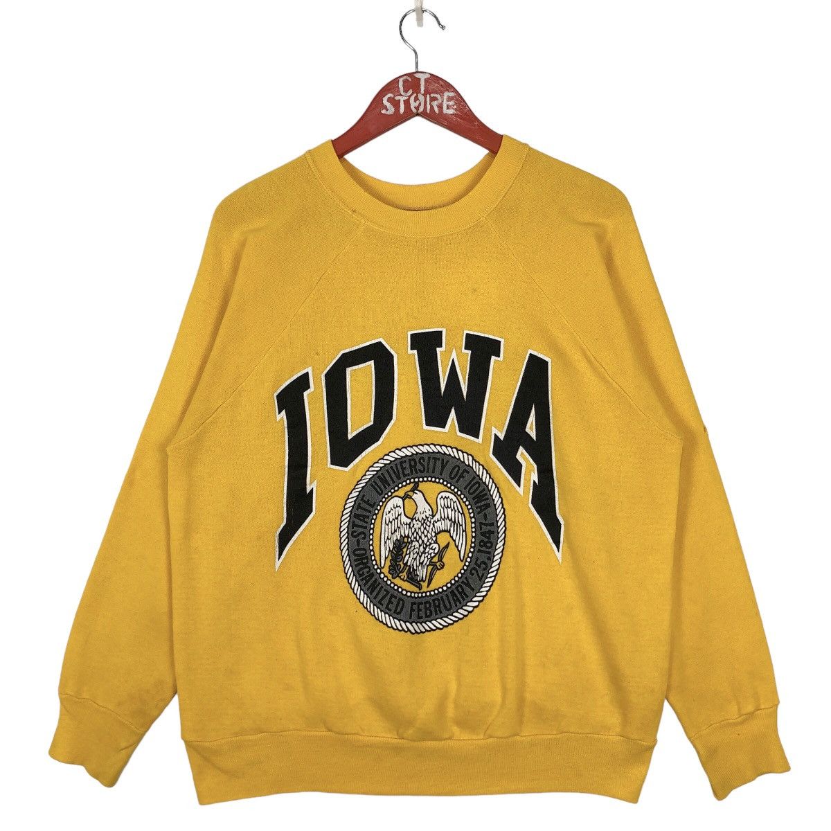 image of Collegiate x Vintage University Of Iowa Crewneck Sweatshirt in Yellow, Men's (Size Small)