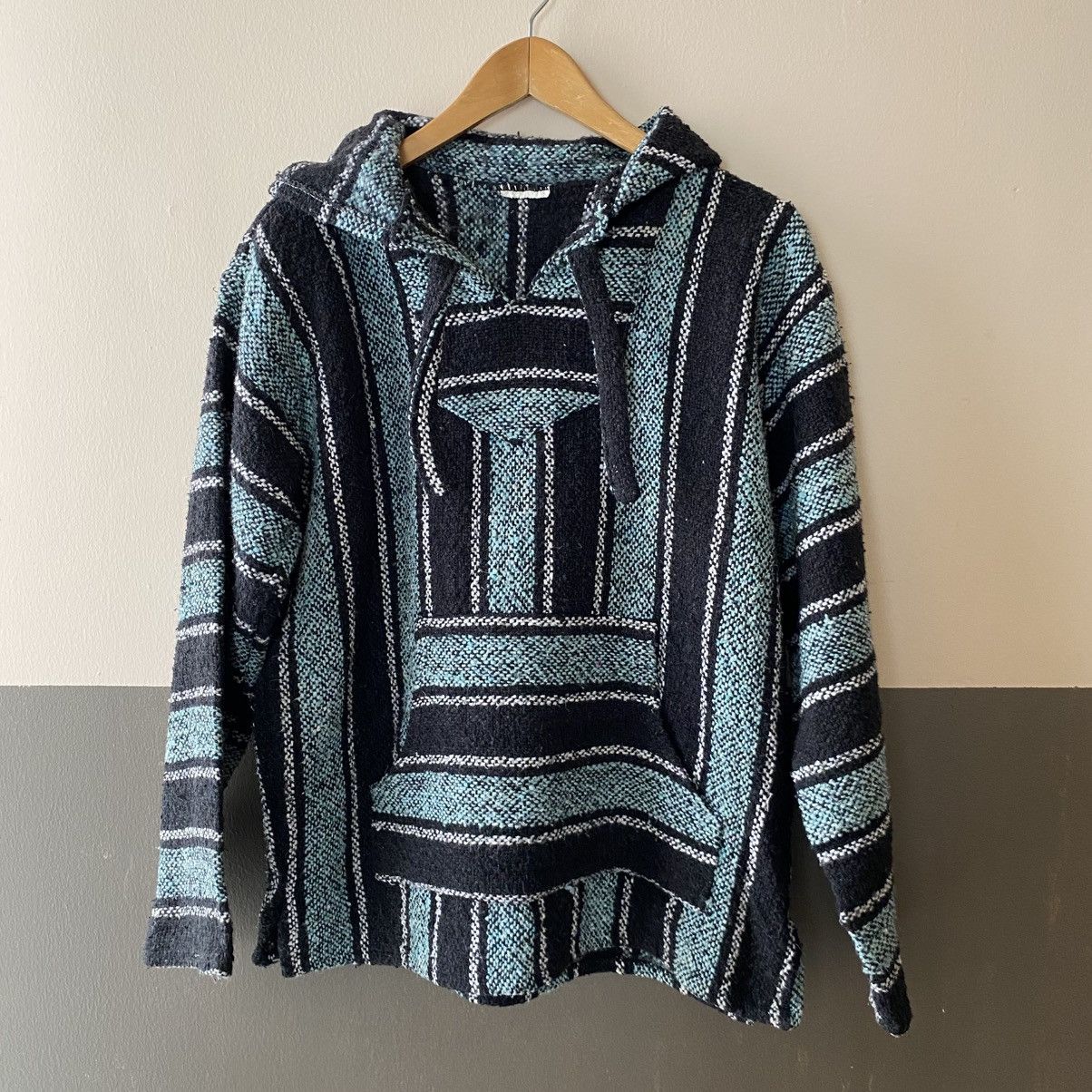 Vintage Black and Turquoise Striped Baja Hoodie Size US S / EU 44-46 / 1 - 1 Thumbnail