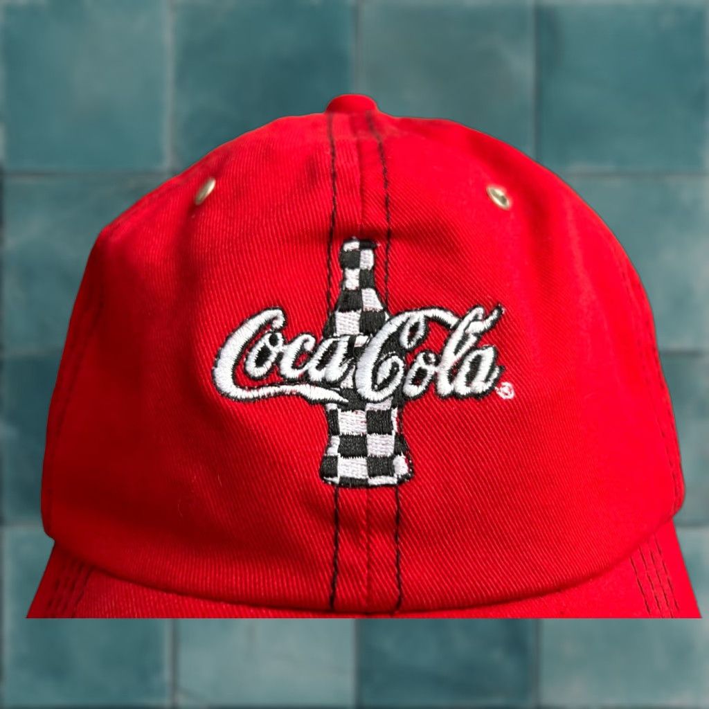 Vintage VINTAGE Coca-Cola Dad Hat Cap Adult OSFA Deadstock NWS 00s y2k Red Adjustable Cap Mens Boys Womens Size ONE SIZE - 1 Thumbnail