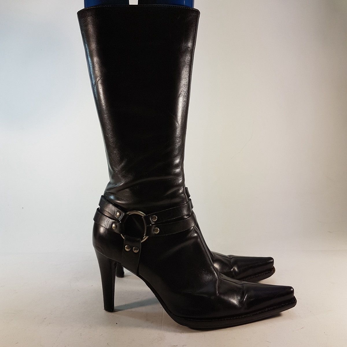 Sergio Rossi Vintage black knee-high leather heeled boots Size US 6 / IT 36 - 1 Thumbnail