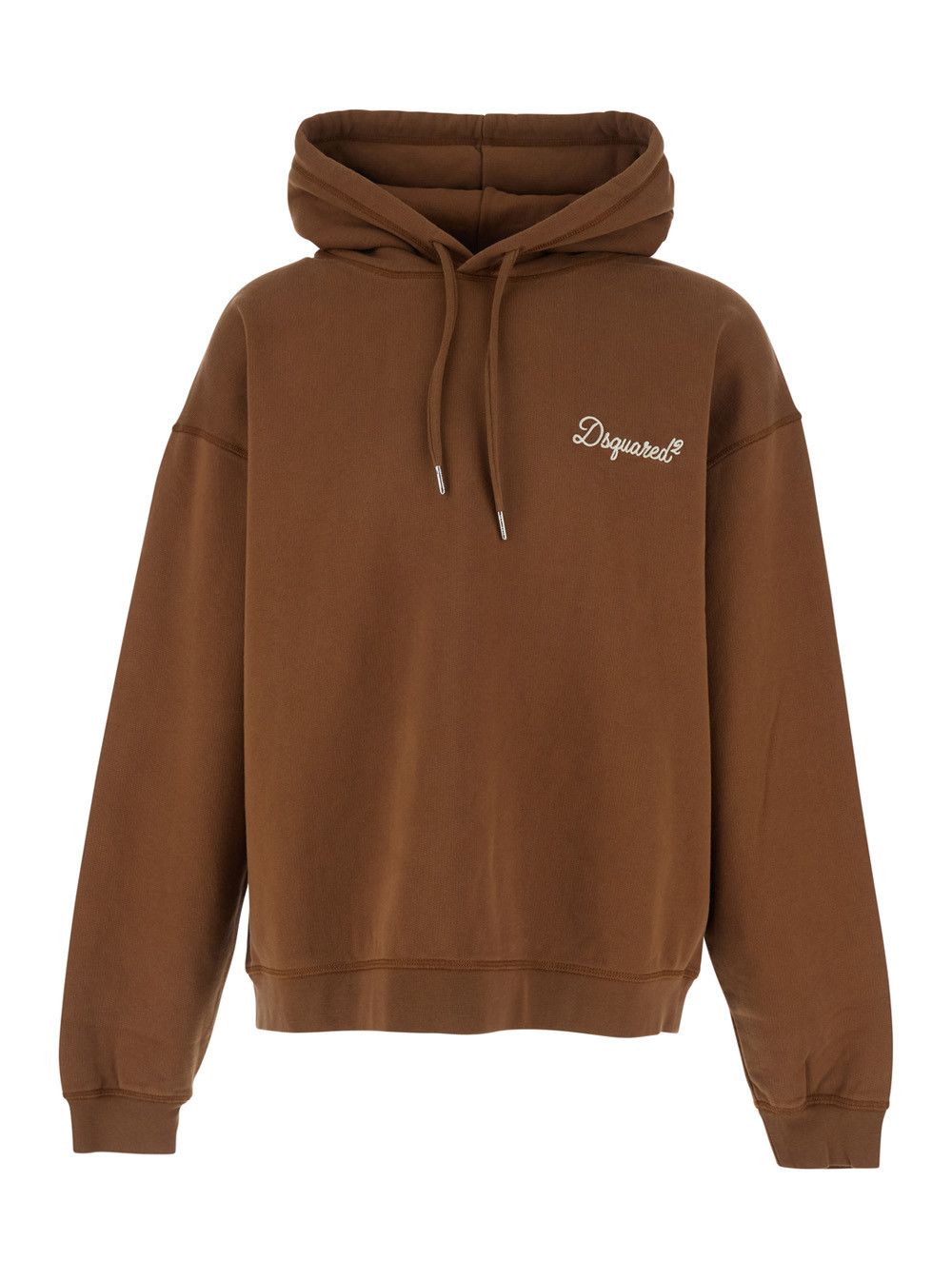 Dsquared2 Brown Hoodie with Drawstring and Logo Lettering on the Front in Cotton for Men Size US L / EU 52-54 / 3 - 1 Thumbnail