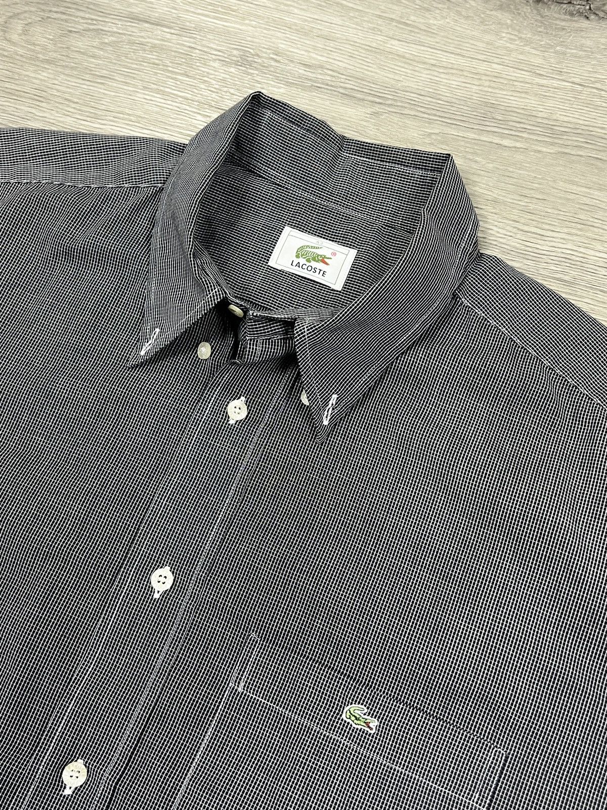 Lacoste Lacoste Short Sleeve Striped Button Down Shirt Grey Size 43 Size US XL / EU 56 / 4 - 2 Thumbnail