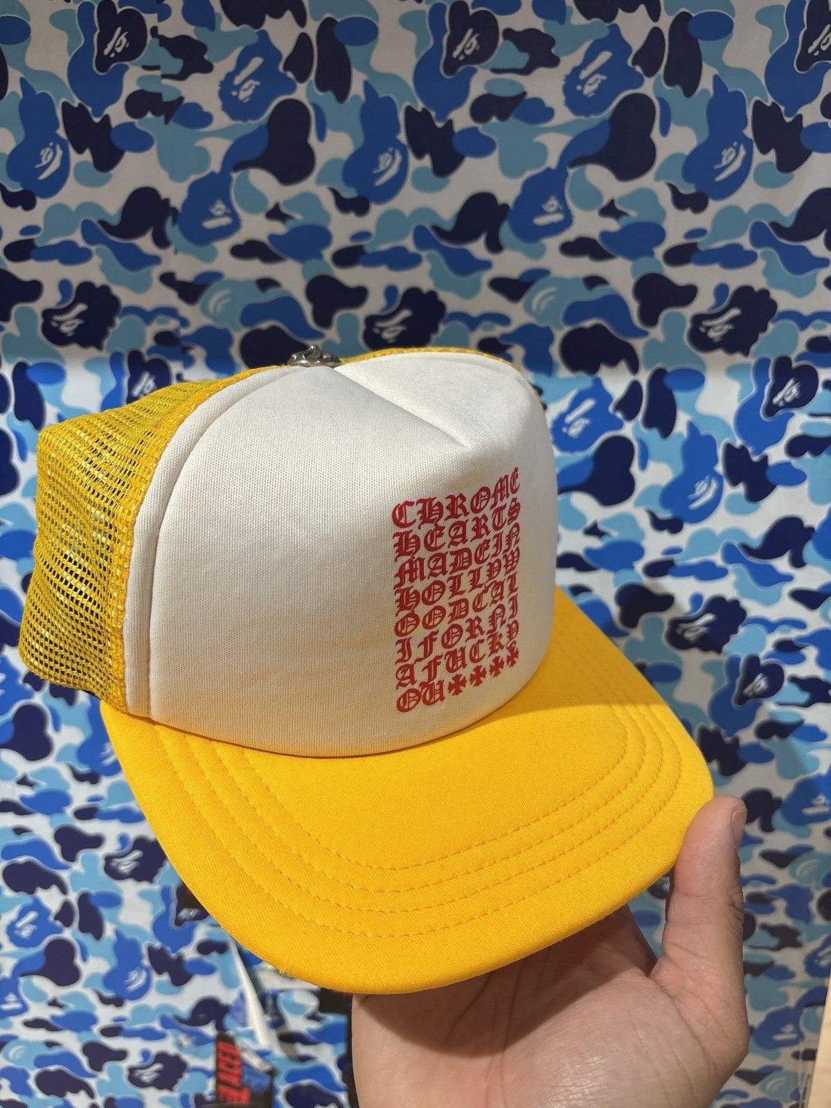 Chrome Hearts Chrome hearts, yellow, white, red eye trucker Size ONE SIZE - 4 Thumbnail