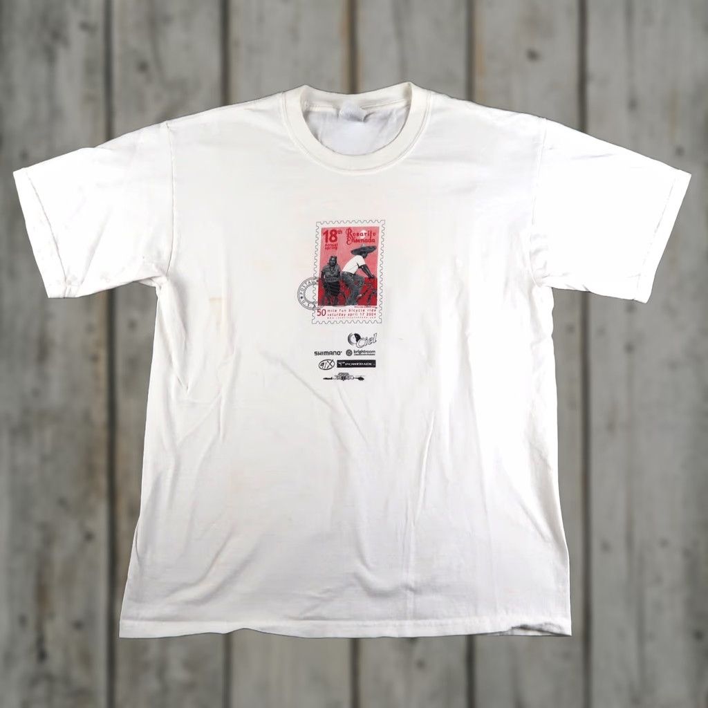 Gildan Vintage 2004 Cycling Graphic T Rosarito Ensenada Mexico Biking T Shirt Sz L Mens White Graphic Tee 1990s Sportswear/Beach Size US L / EU 52-54 / 3 - 1 Thumbnail