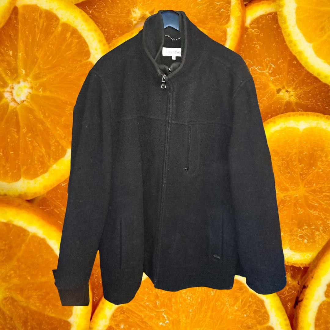 Calvin Klein Calvin Klein Overcoat Wool Blend Black with 2 Front 2 Zipper Size US XL / EU 56 / 4 - 1 Thumbnail