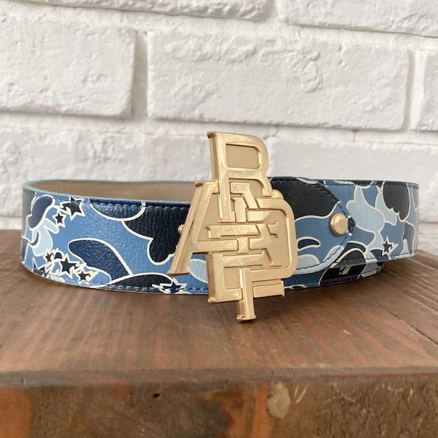 Bape BAPE LOGO Gold Buckle leather belt STA CAMO blue APE NIGO Size ONE SIZE - 1 Thumbnail