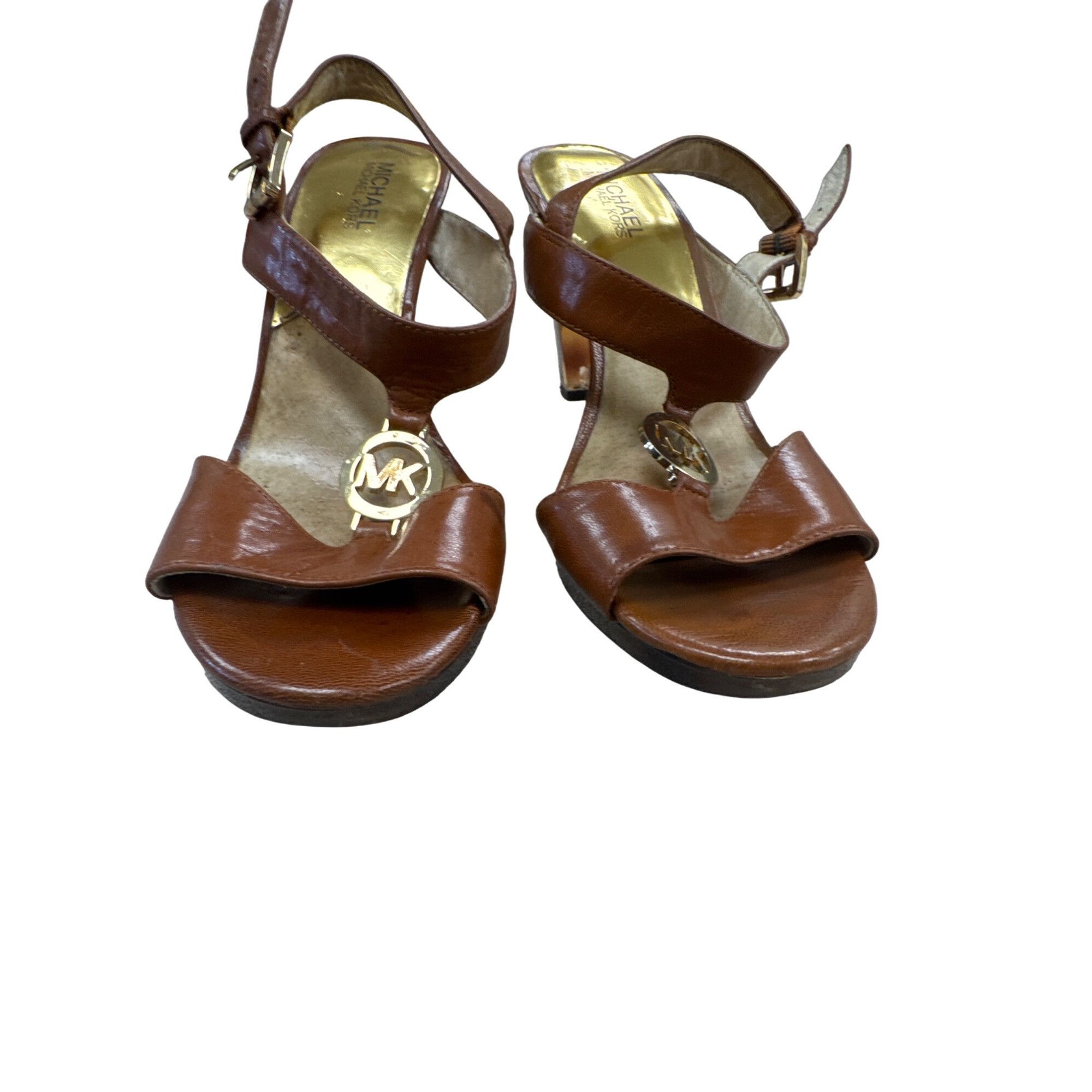 Michael Kors Michael Kors Womens Brown Leather Open Toe 4" Heels 8.5M SKU Size US 8.5 / IT 38.5 - 5 Thumbnail