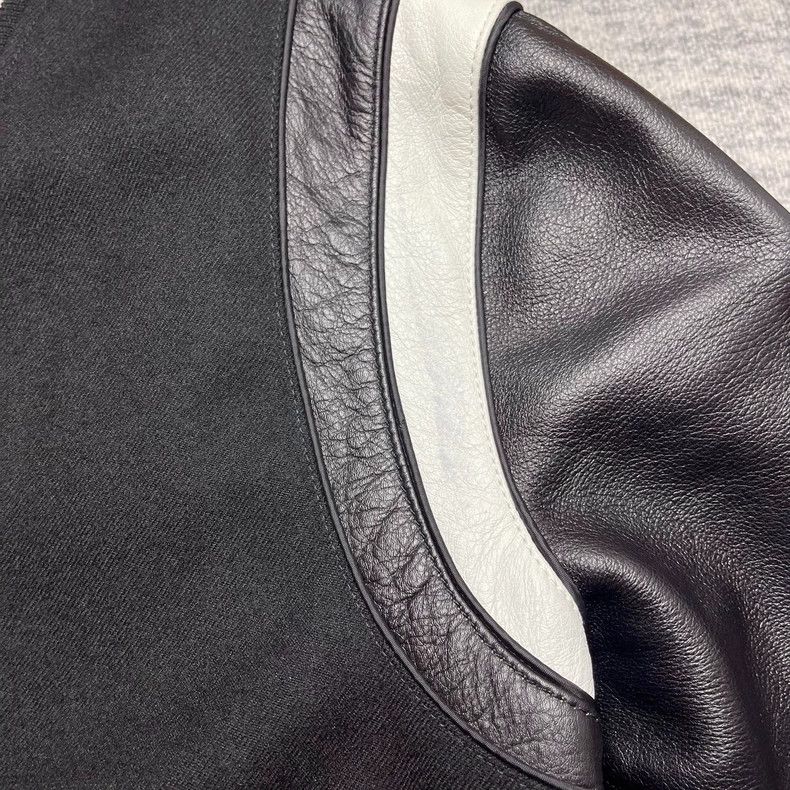 Givenchy Givenchy Black and White Wool Baseball Jacket with Leather Size US L / EU 52-54 / 3 - 9 Thumbnail